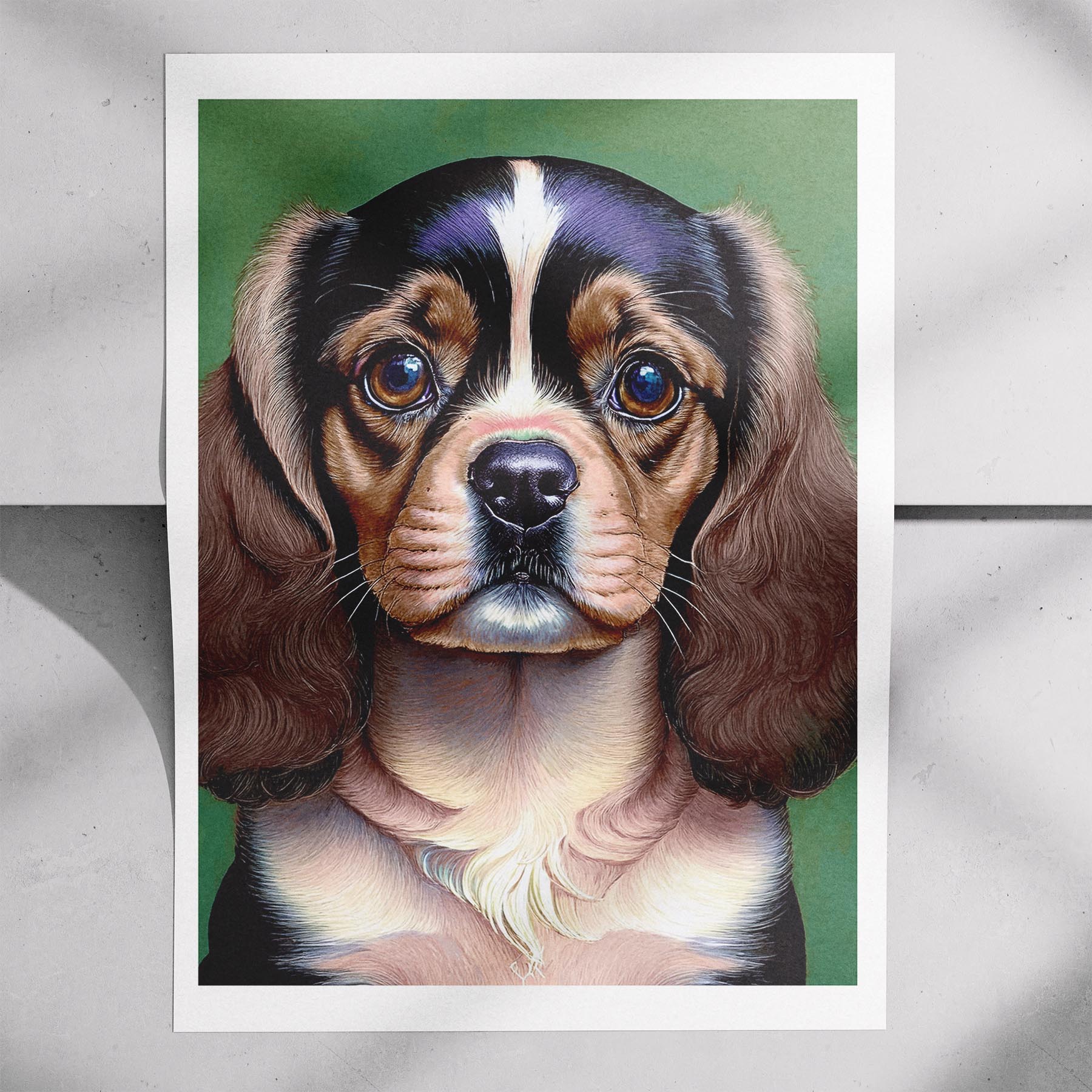 Cavalier Spaniel Green Painted Series image 7