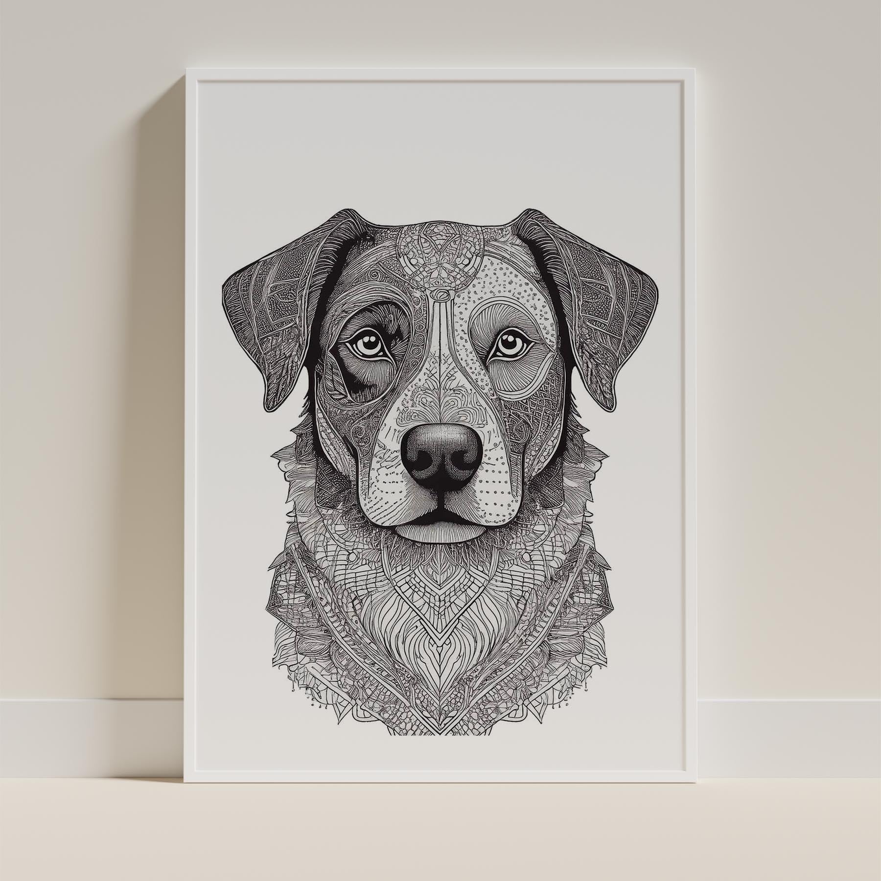 Border Collie Mandala Black and White Dog Series image 9