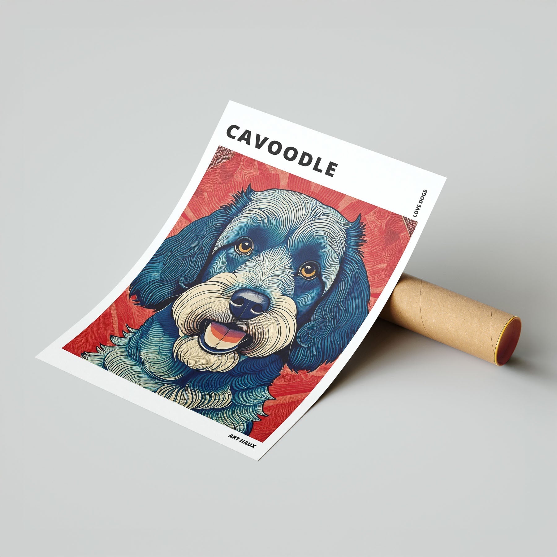 Cavoodle Hokusai Japanese Inspired Dog Series with Text image 6