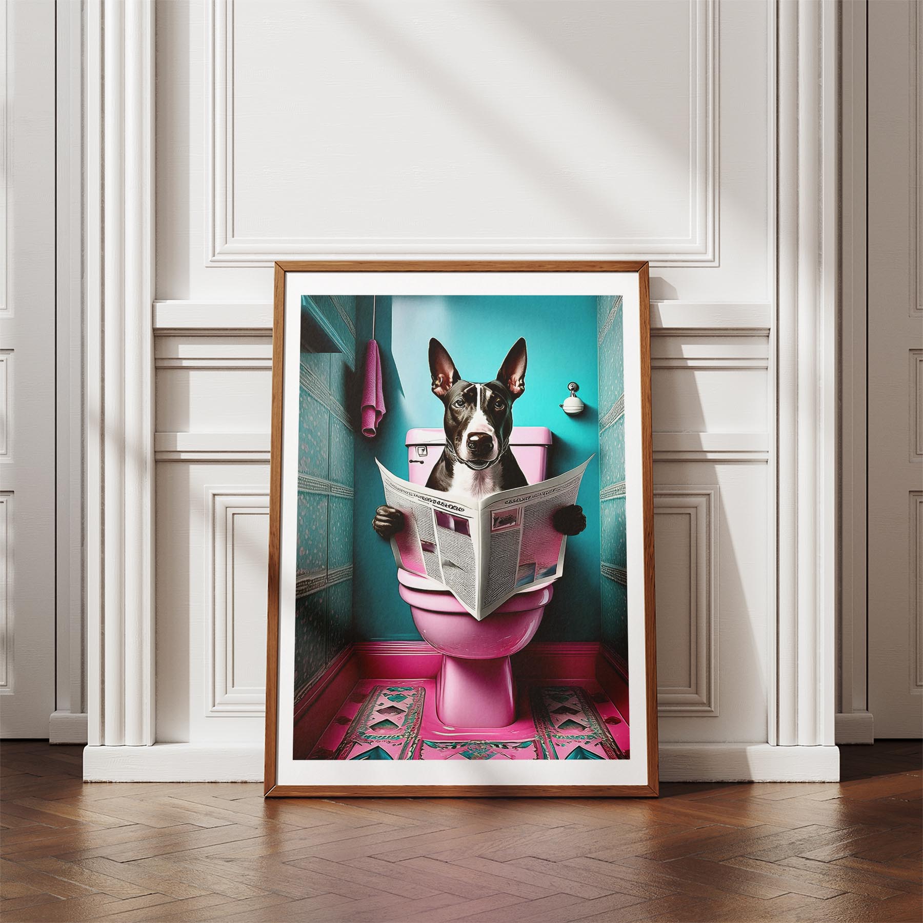 Bull Terrier Toilet Dogs PInk and Turquise image 4