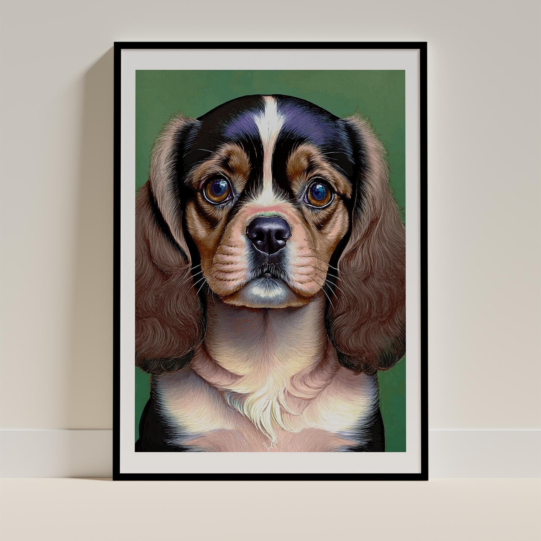 Cavalier Spaniel Green Painted Series image 0