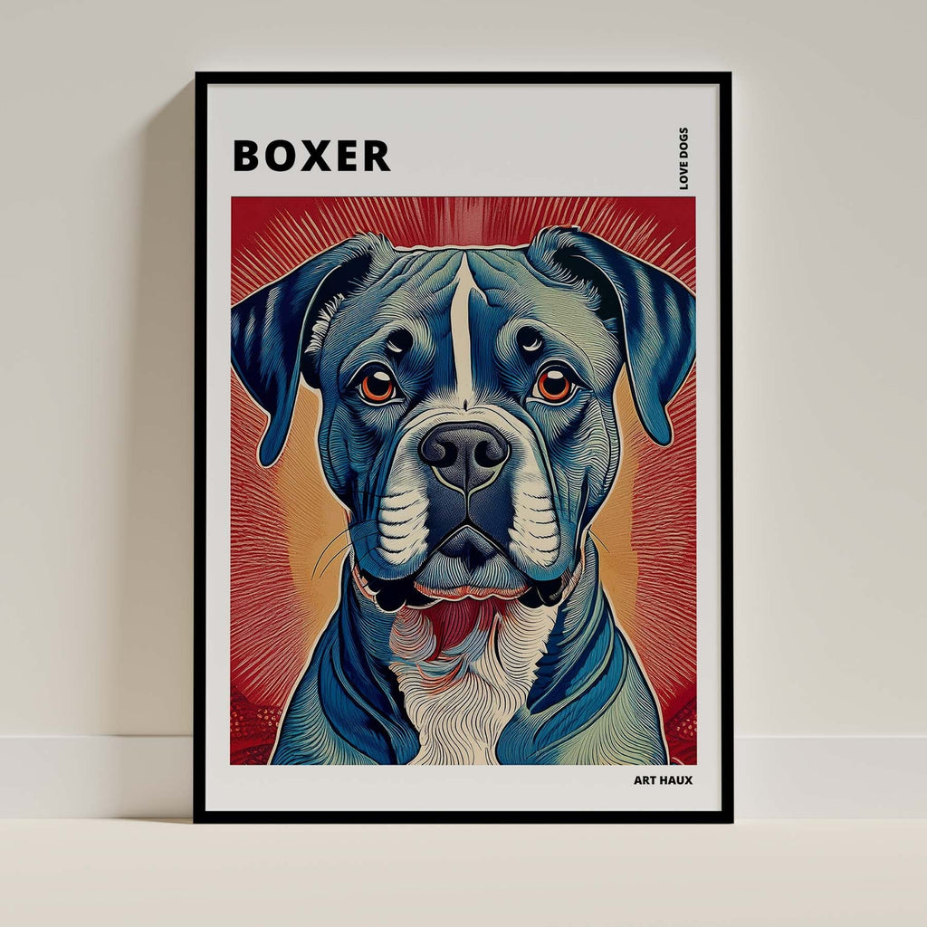 Boxer Hokusai Japanese Inspired Dog Series with Text image 0