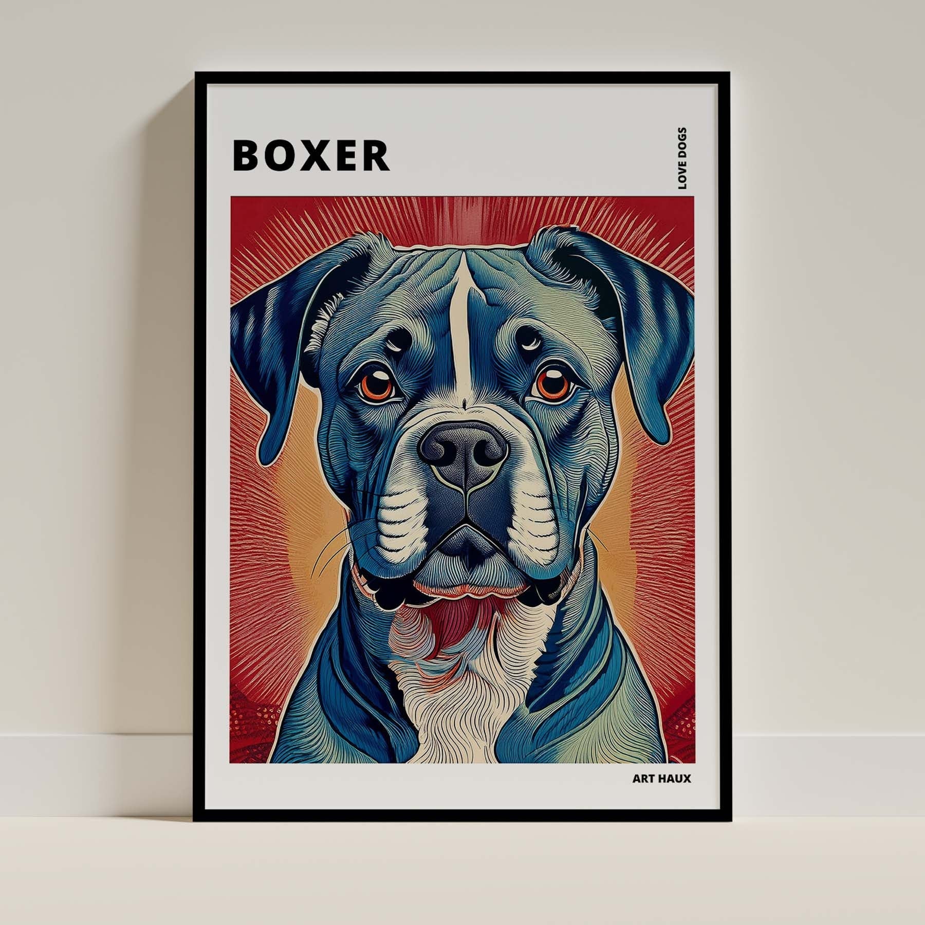Boxer Hokusai Japanese Inspired Dog Series with Text image 0