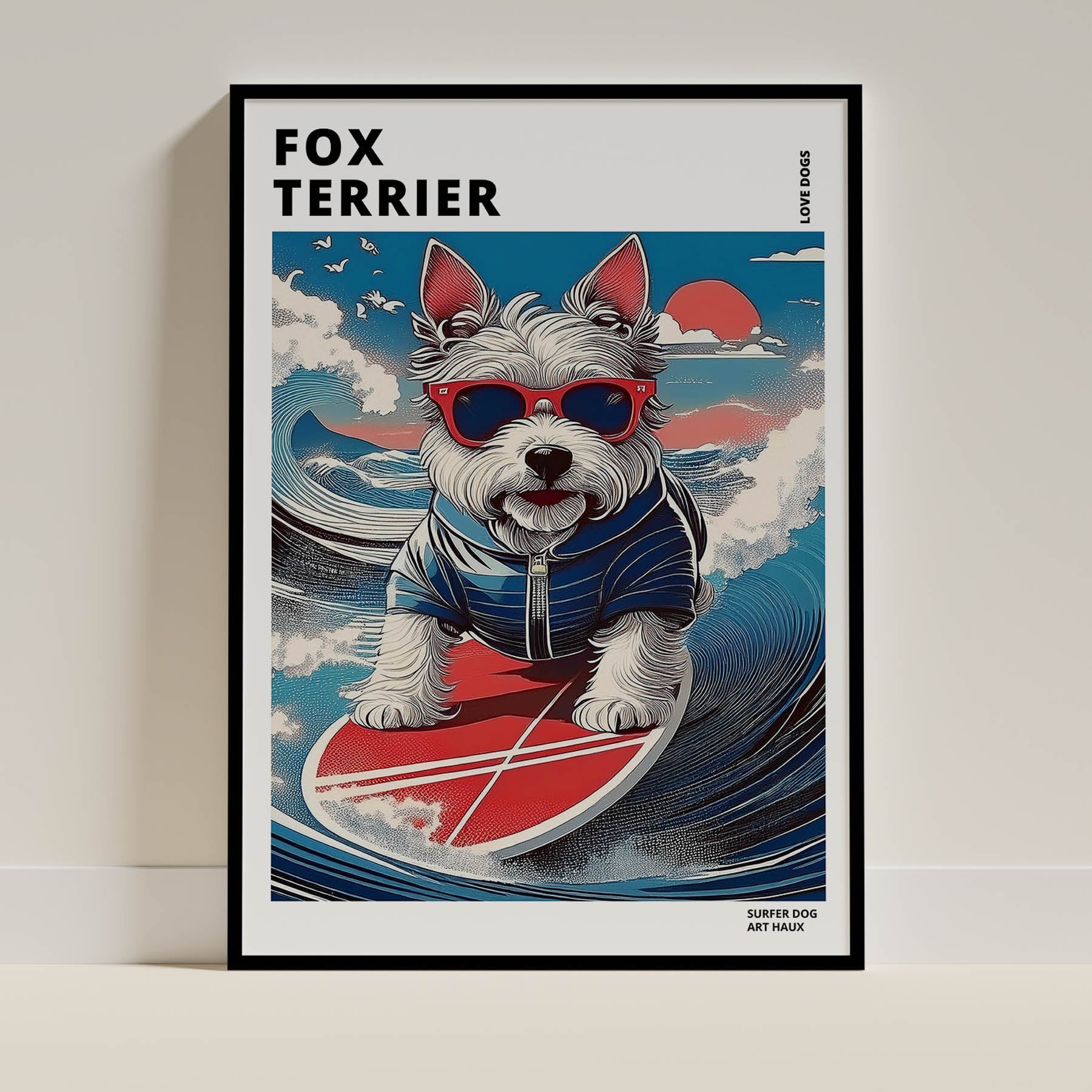 Fox Terrier Hokosai Surfer Dogs 1 image 0