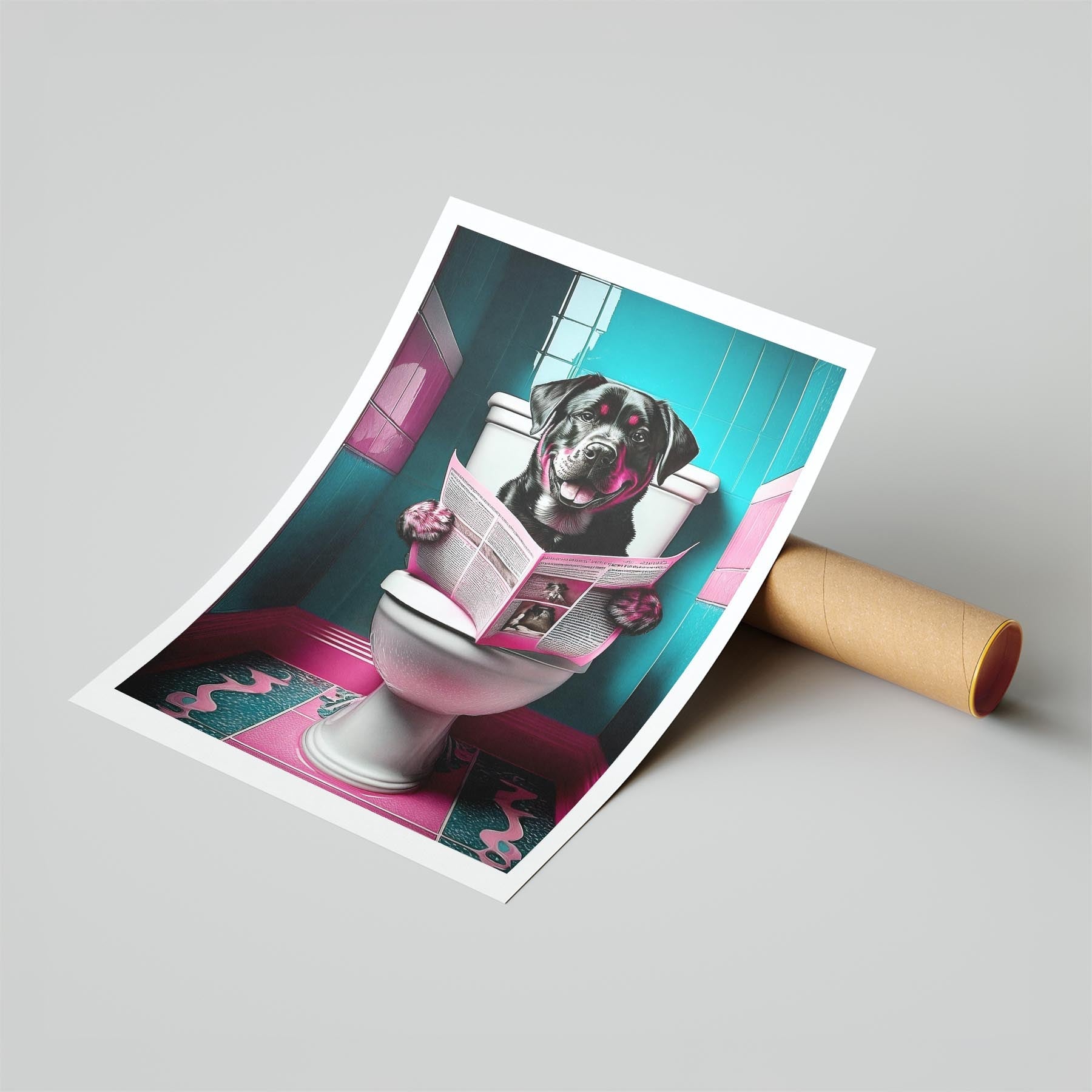 Rottweiler Toilet Dogs PInk and Turquise image 6