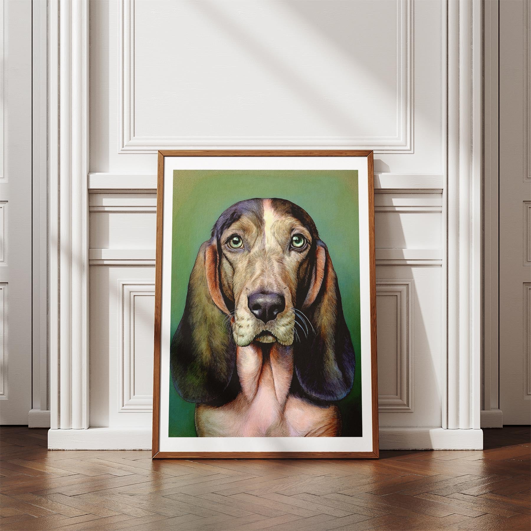 Basset Hound Green Painted Series image 4
