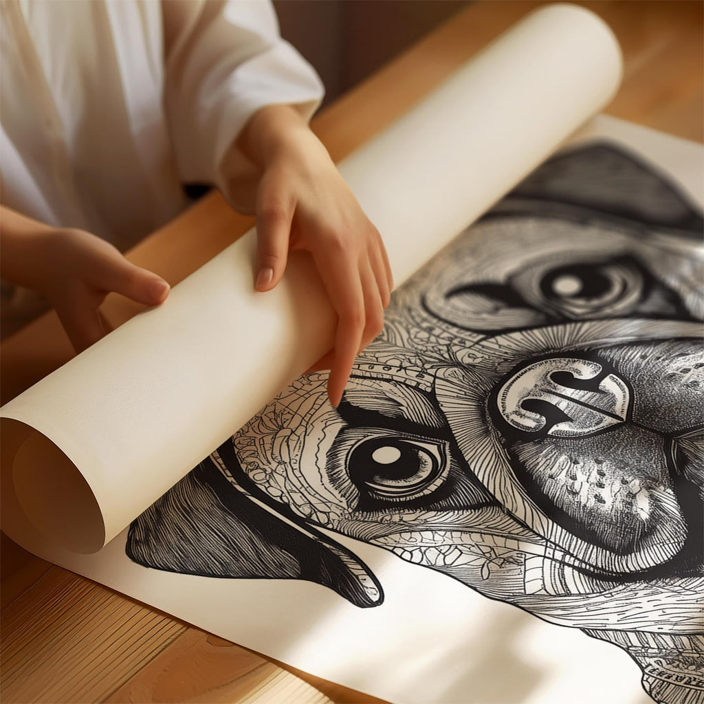 Pug Mandala Black and White Dog Series image 1