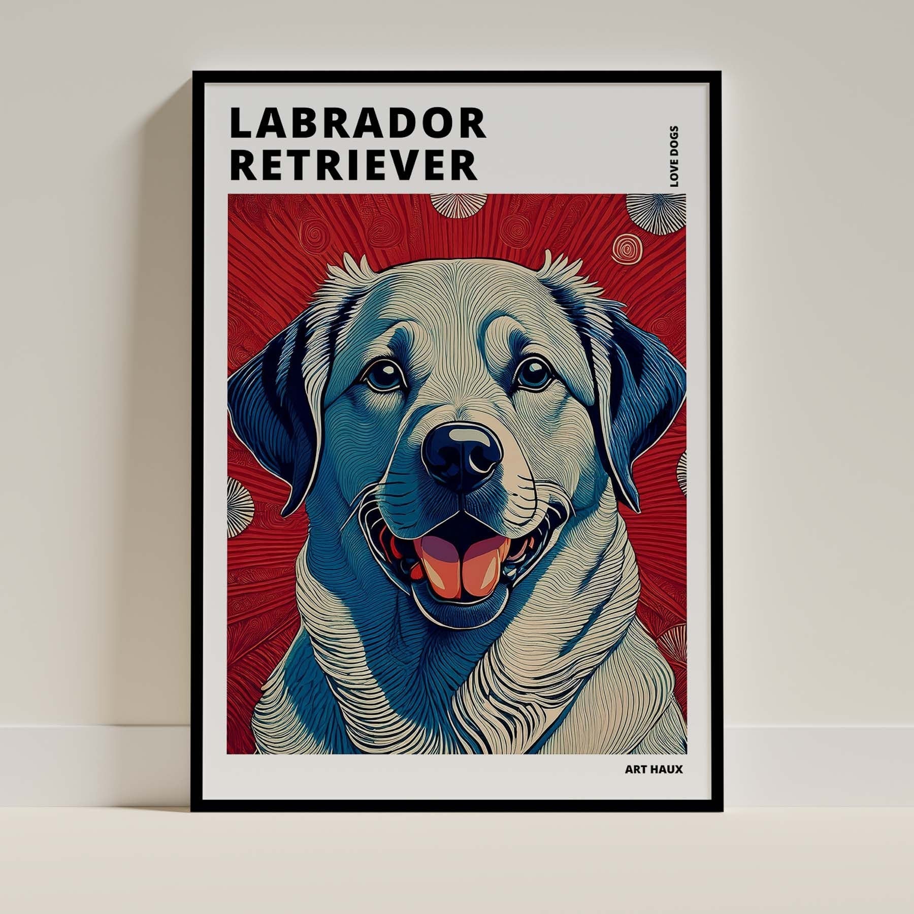 Labrador Retriever Hokusai Japanese Inspired Dog Series with Text image 0