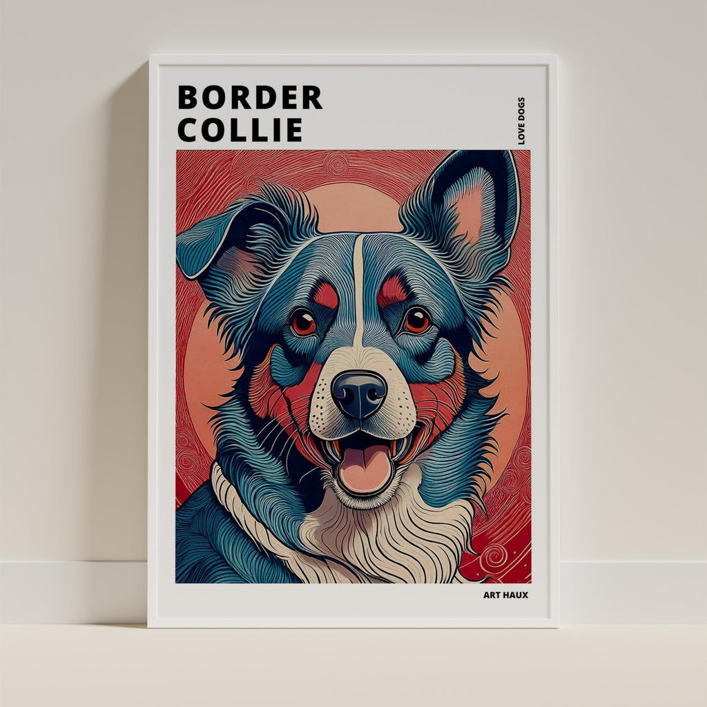 Border Collie Hokusai Japanese Inspired Dog Series with Text image 8