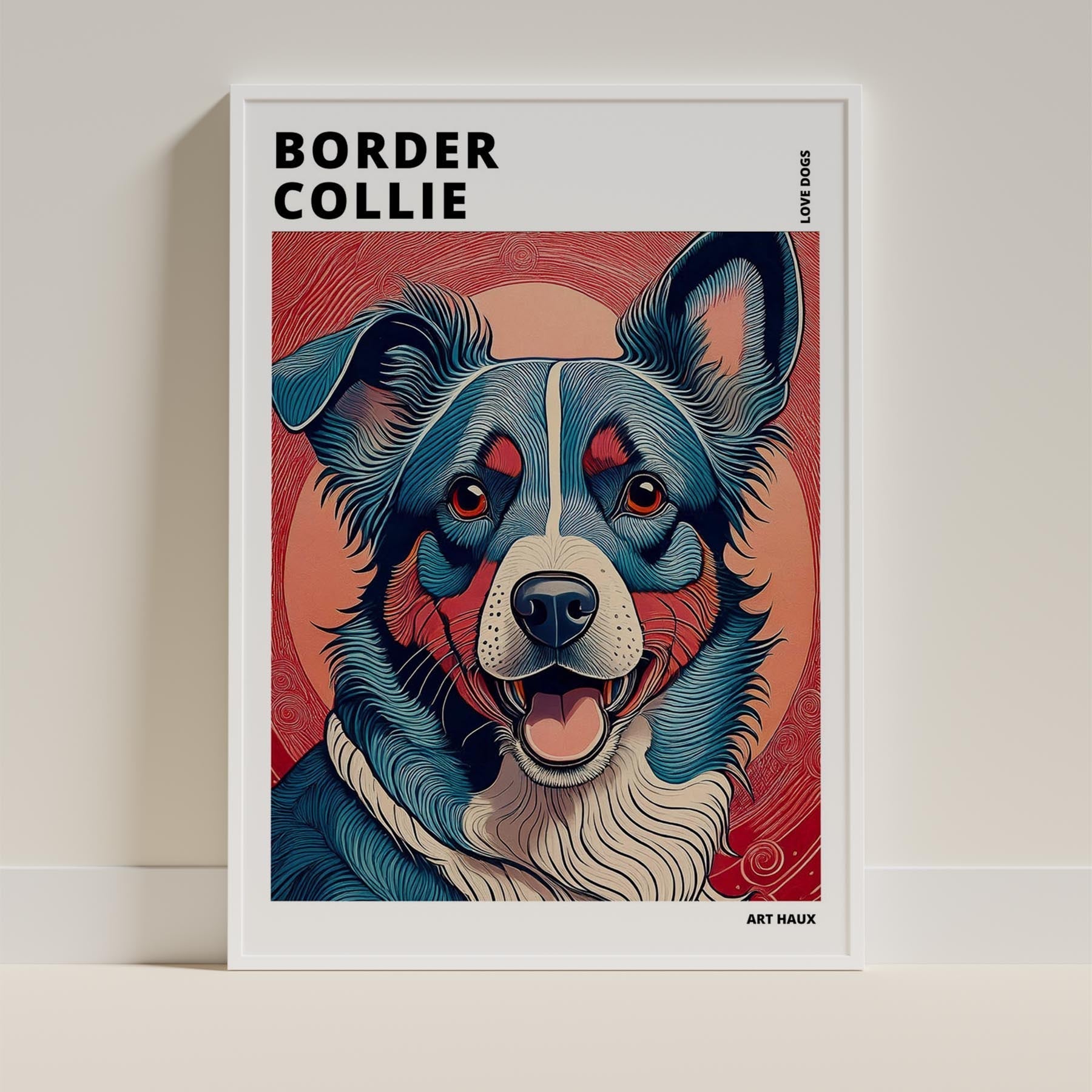 Border Collie Hokusai Japanese Inspired Dog Series with Text image 8