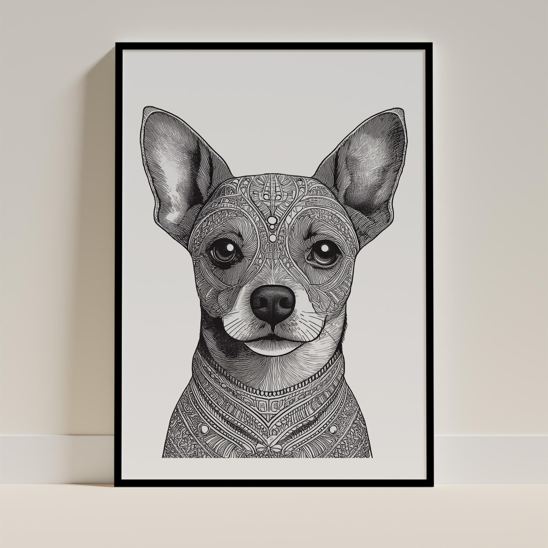 Chihuahua Mandala Black and White Dog Series image 0