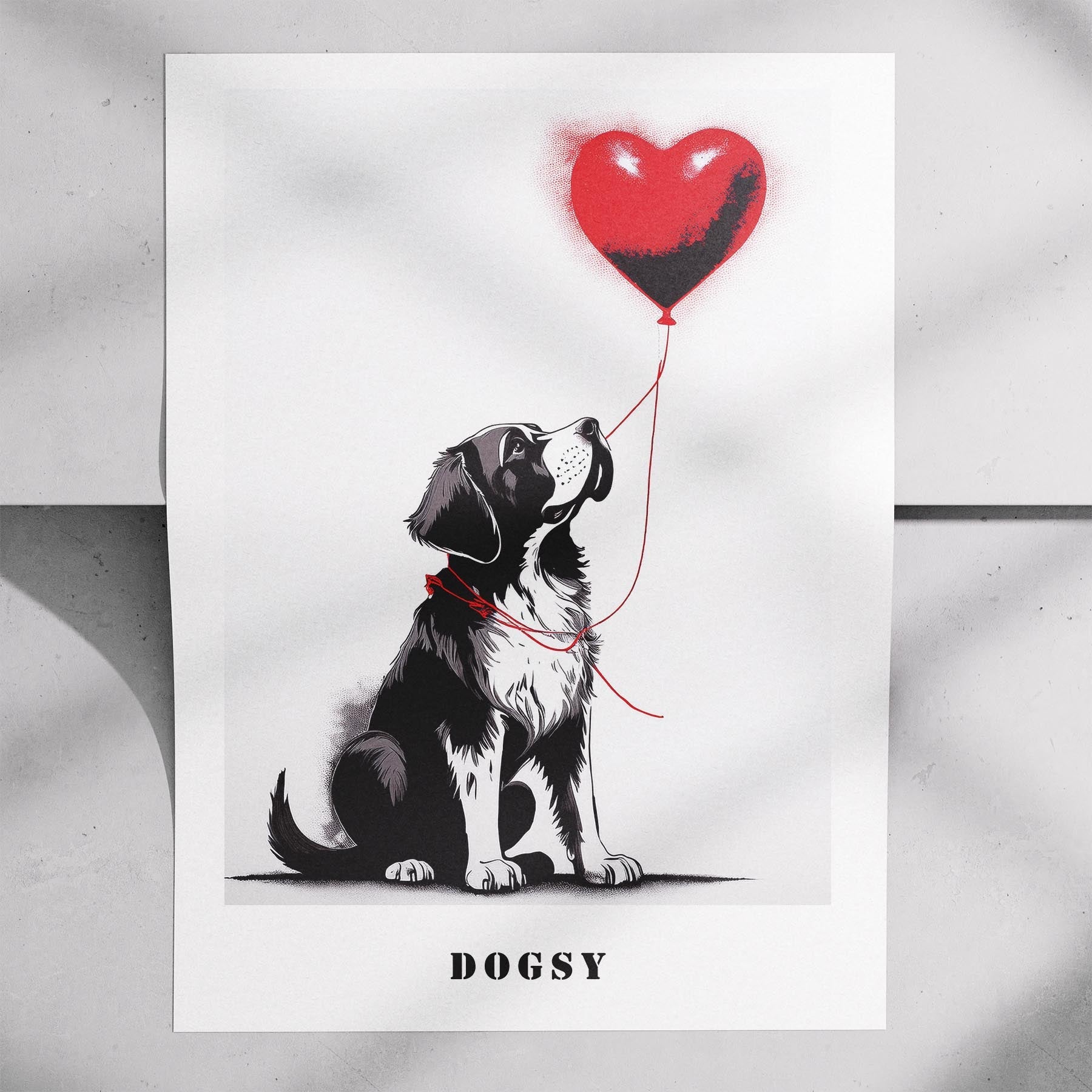 Saint Bernard DOGSY Series inspired by the Art of Banksy with text Dogsy image 7