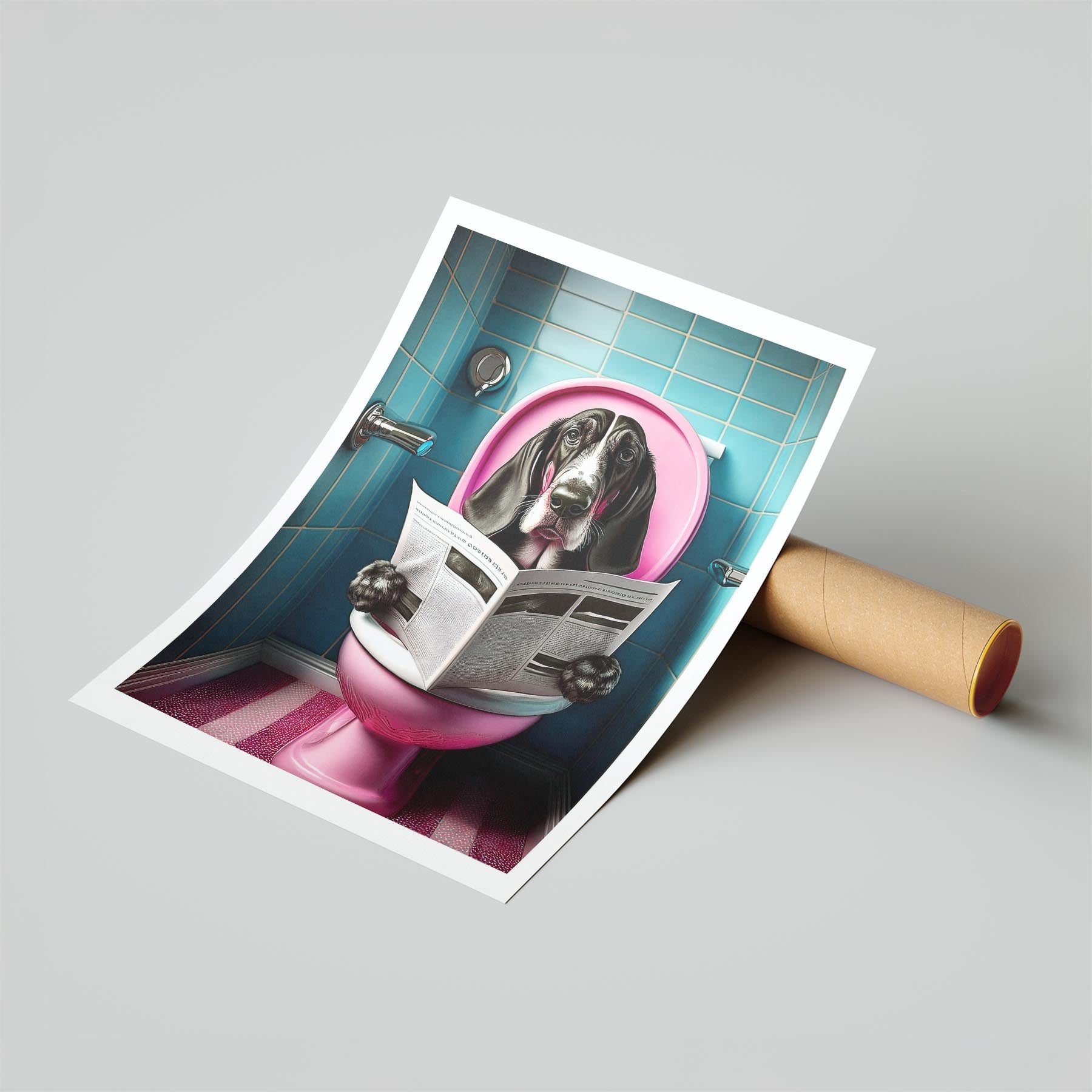 Bloodhound Toilet Dogs PInk and Turquise image 6