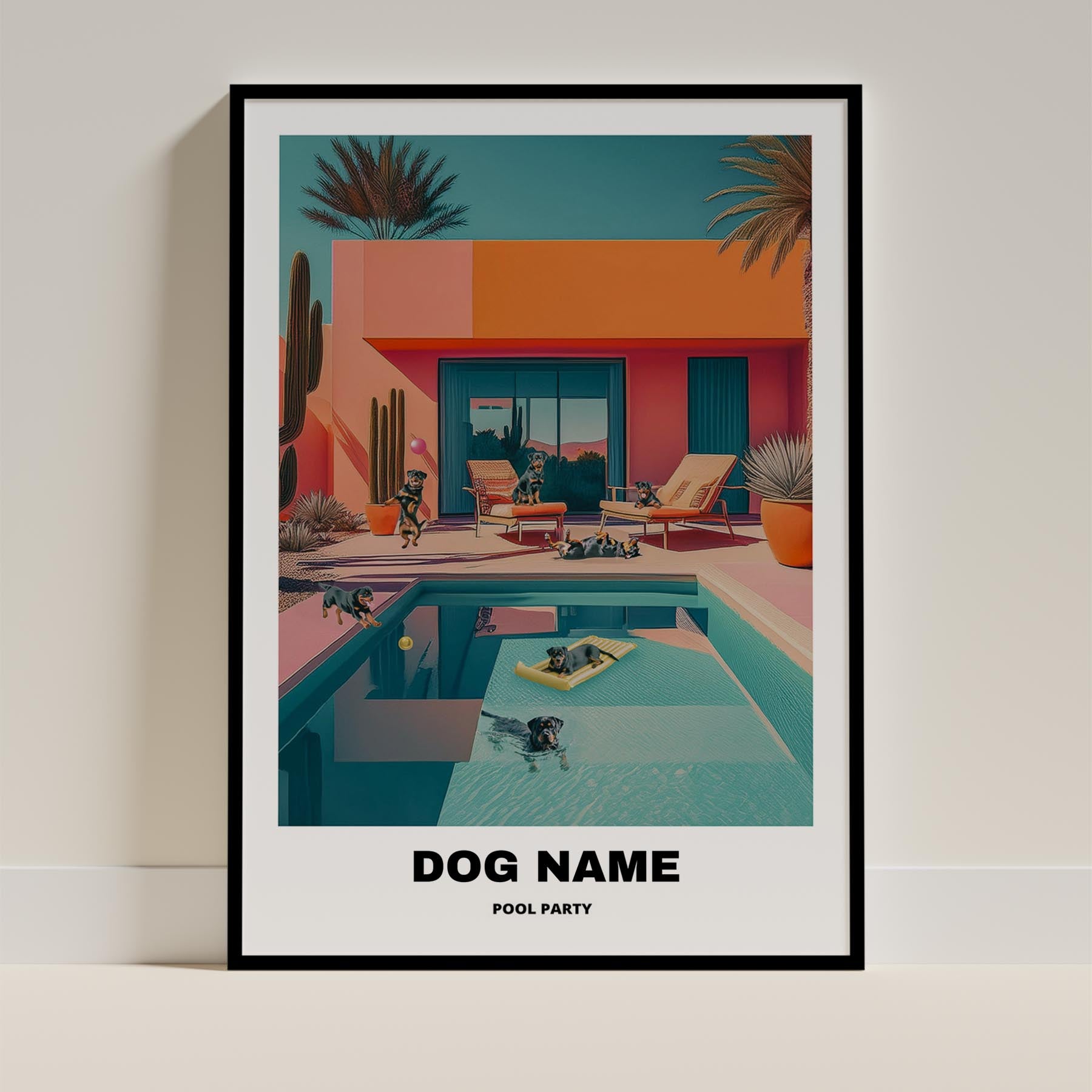 Rottweiler Custom Pool Party WITH TEXT image 0