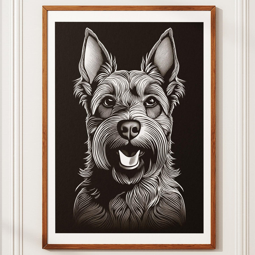 Black Russian Terrier Line Dog Series in Black and White image 10