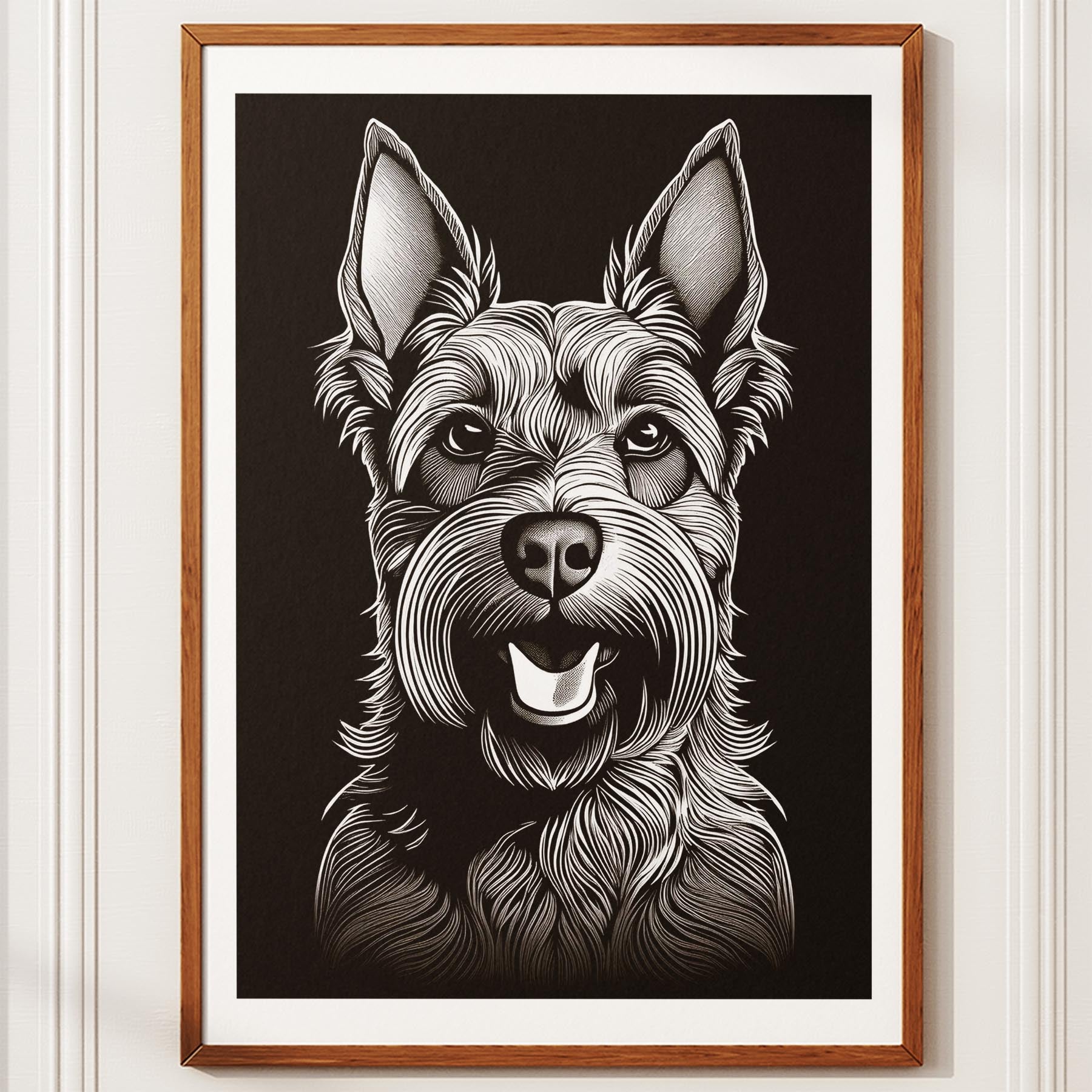 Black Russian Terrier Line Dog Series in Black and White image 10