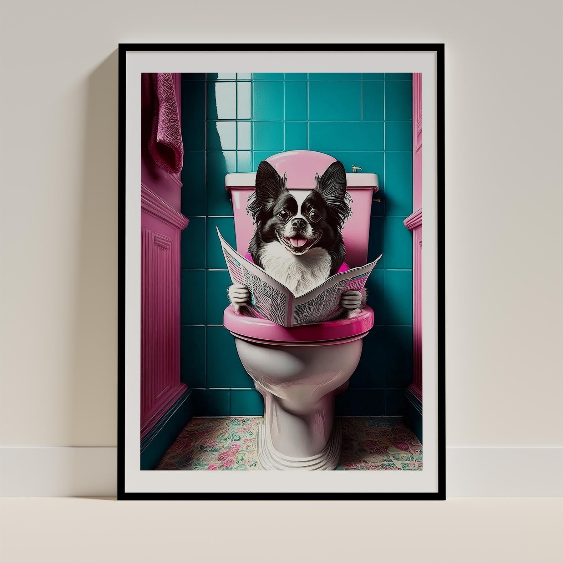 Japanese Chin Toilet Dogs PInk and Turquise image 0