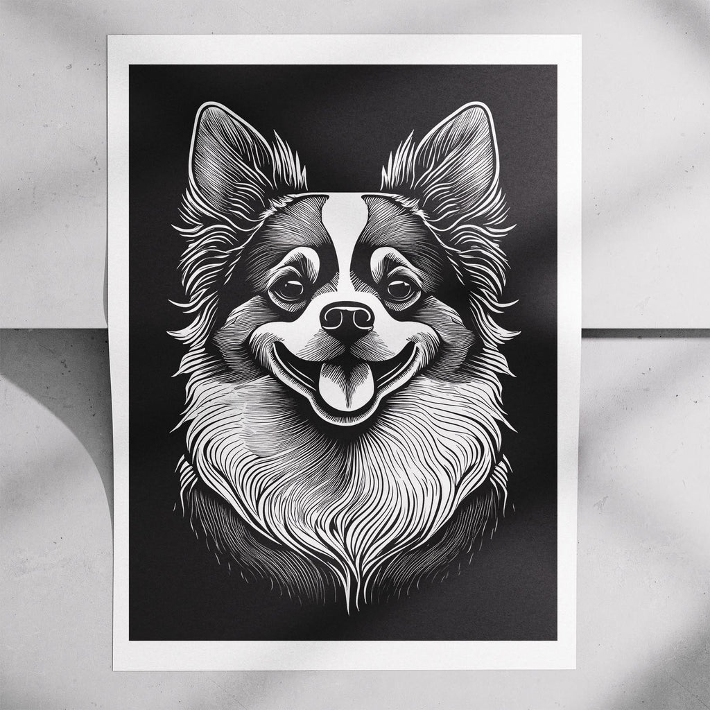 Japanese Chin Line Dog Series in Black and White image 7