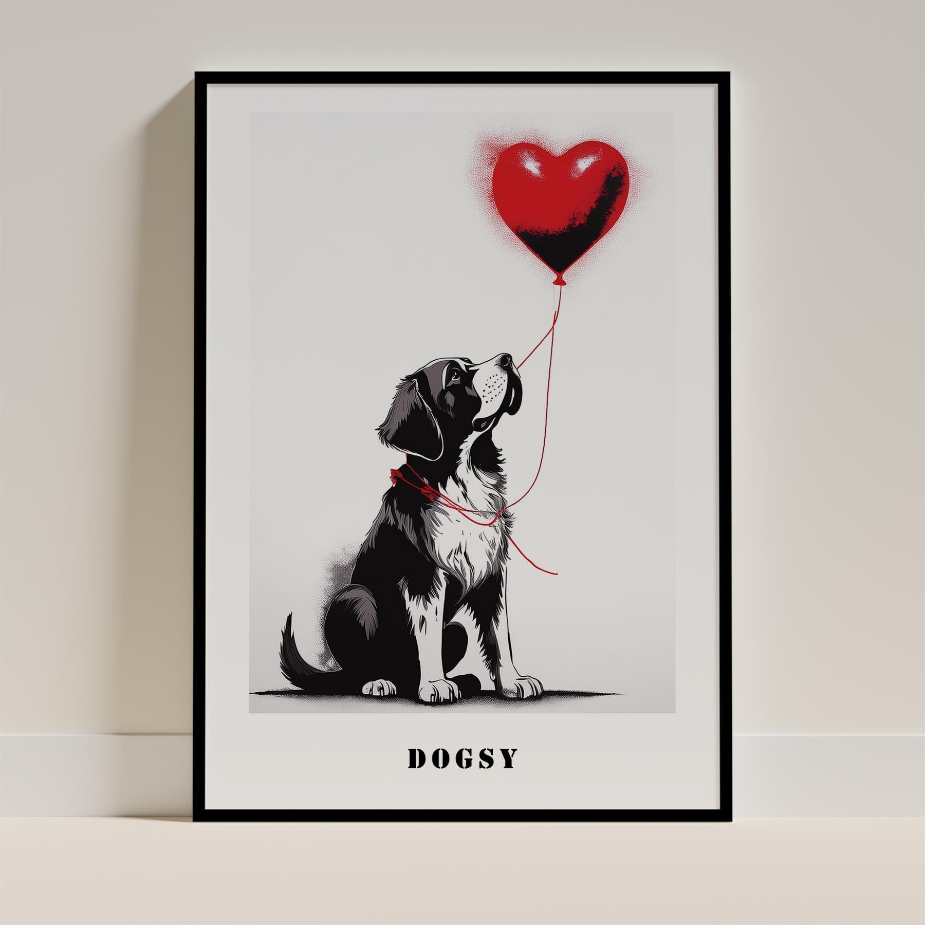 Saint Bernard DOGSY Series inspired by the Art of Banksy with text Dogsy image 0