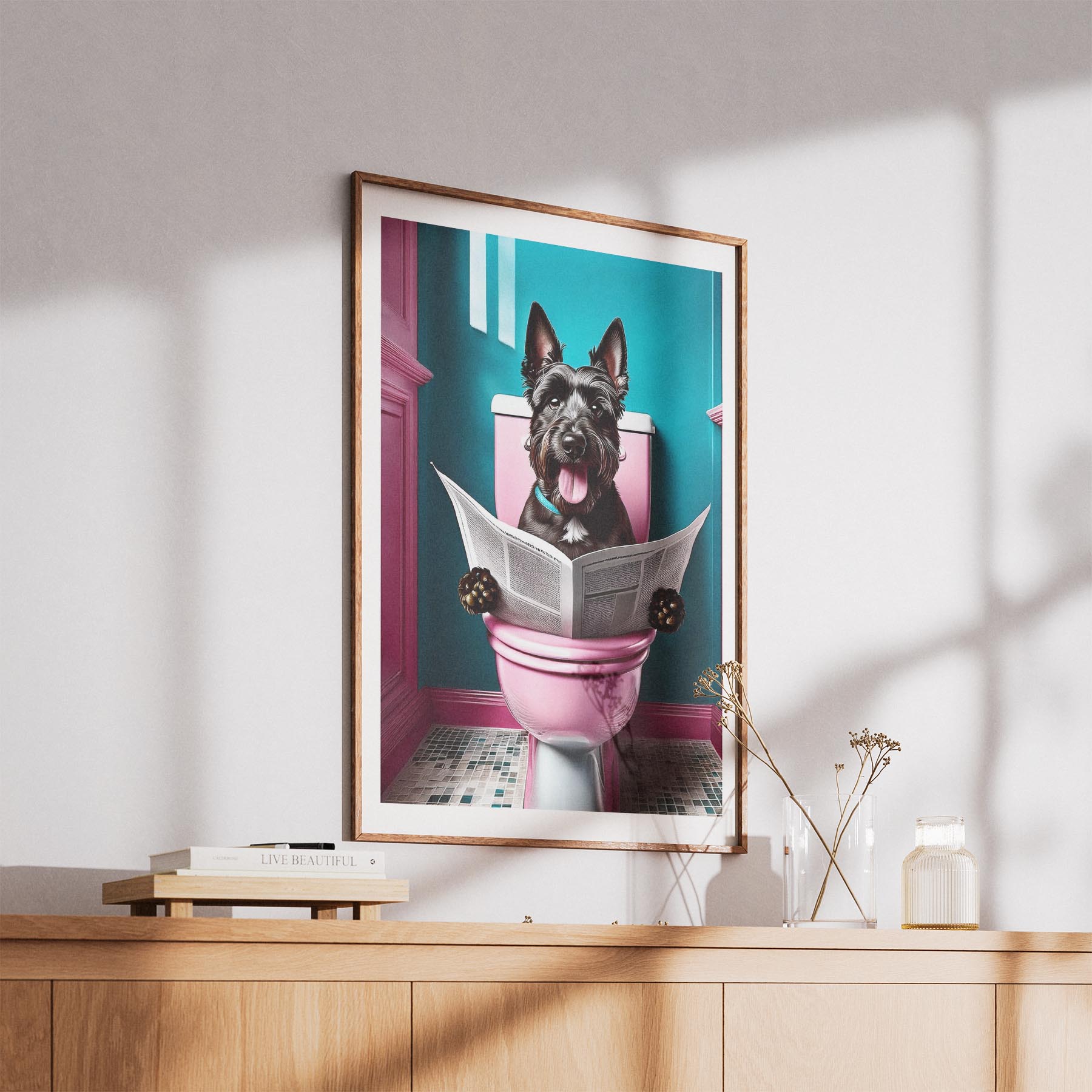 Scottish Terrier Toilet Dogs PInk and Turquise image 5