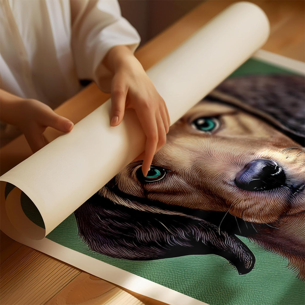 Curly Coated Retriever Green Painted Series image 1