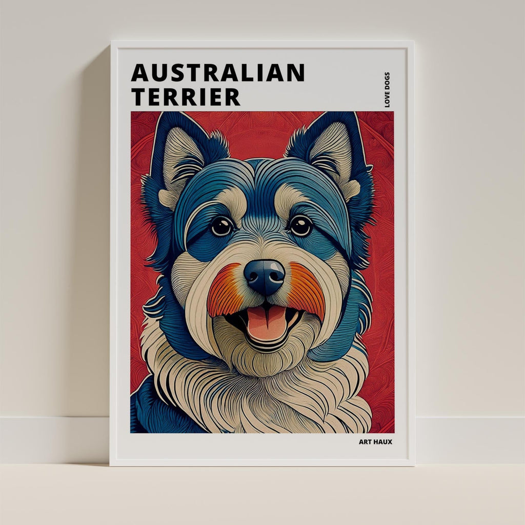 Australian Terrier Hokusai Japanese Inspired Dog Series with Text image 8