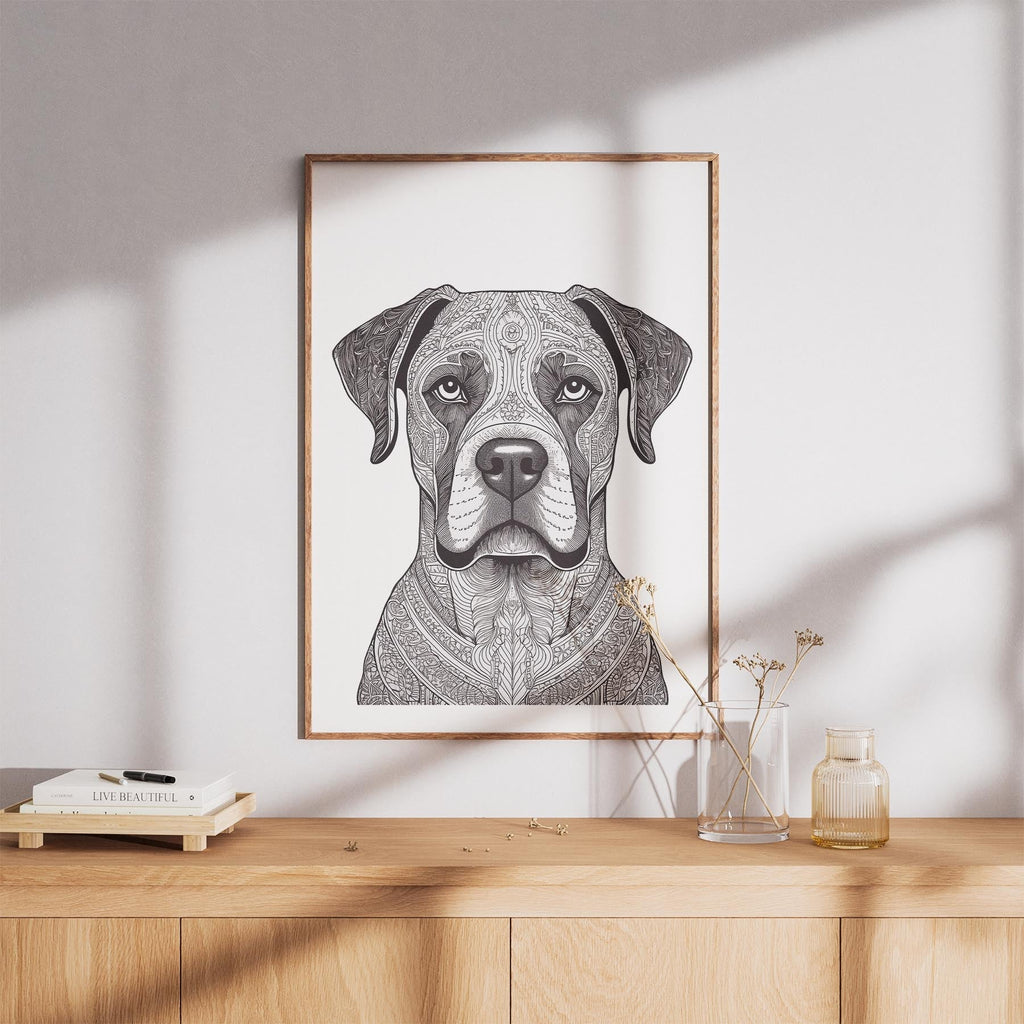 Boxer Mandala Black and White Dog Series image 8