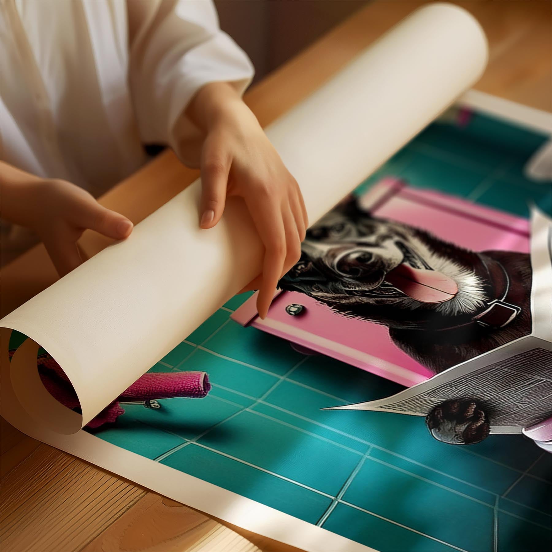 Kelpie Toilet Dogs PInk and Turquise image 1