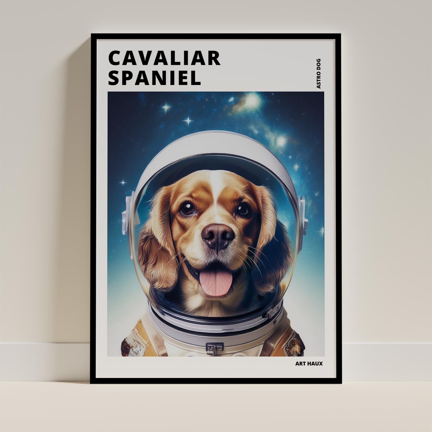 Cavalier Spaniel Astronaut Dog Series with Text Astro Dog image 0
