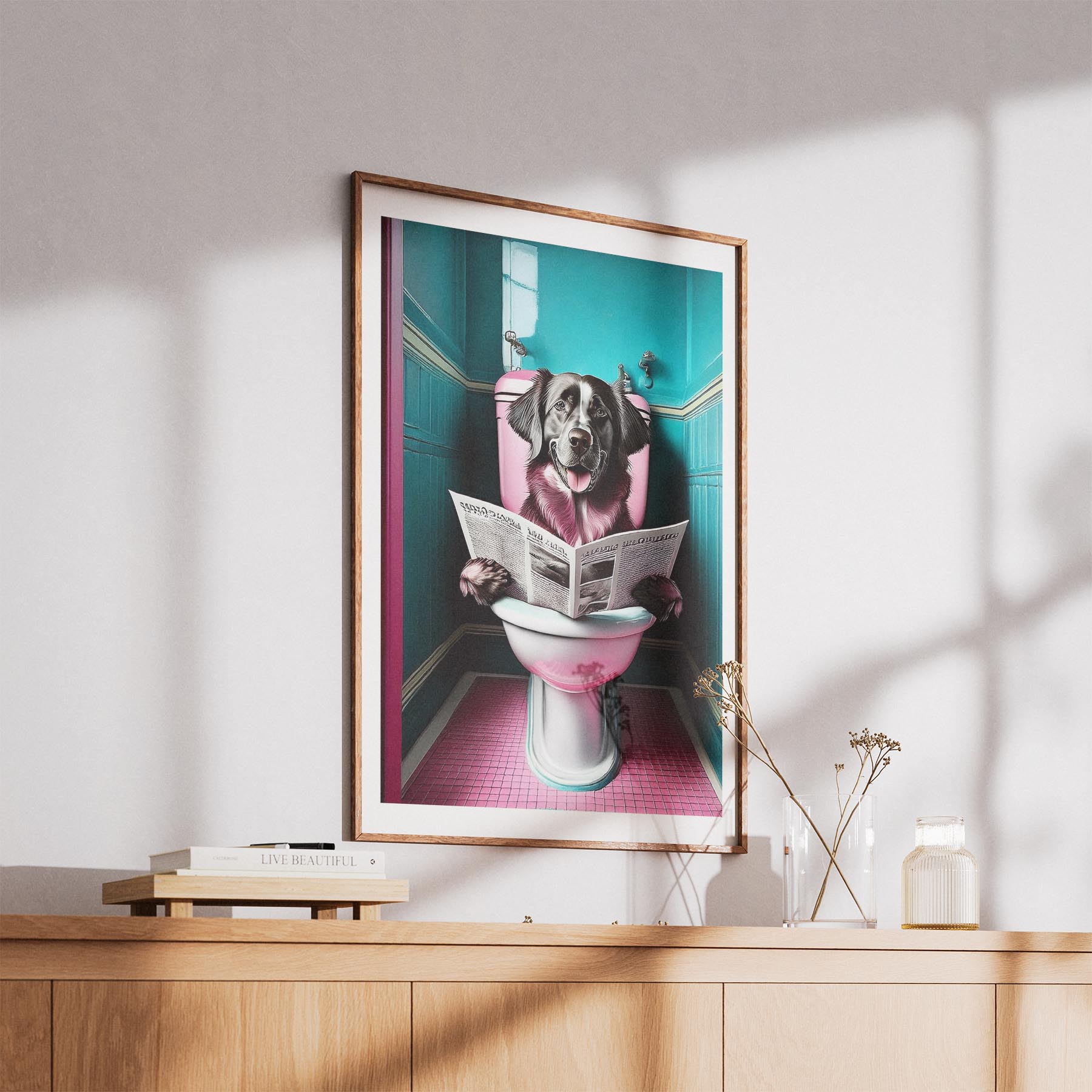 Golden Retriever Toilet Dogs PInk and Turquise image 5