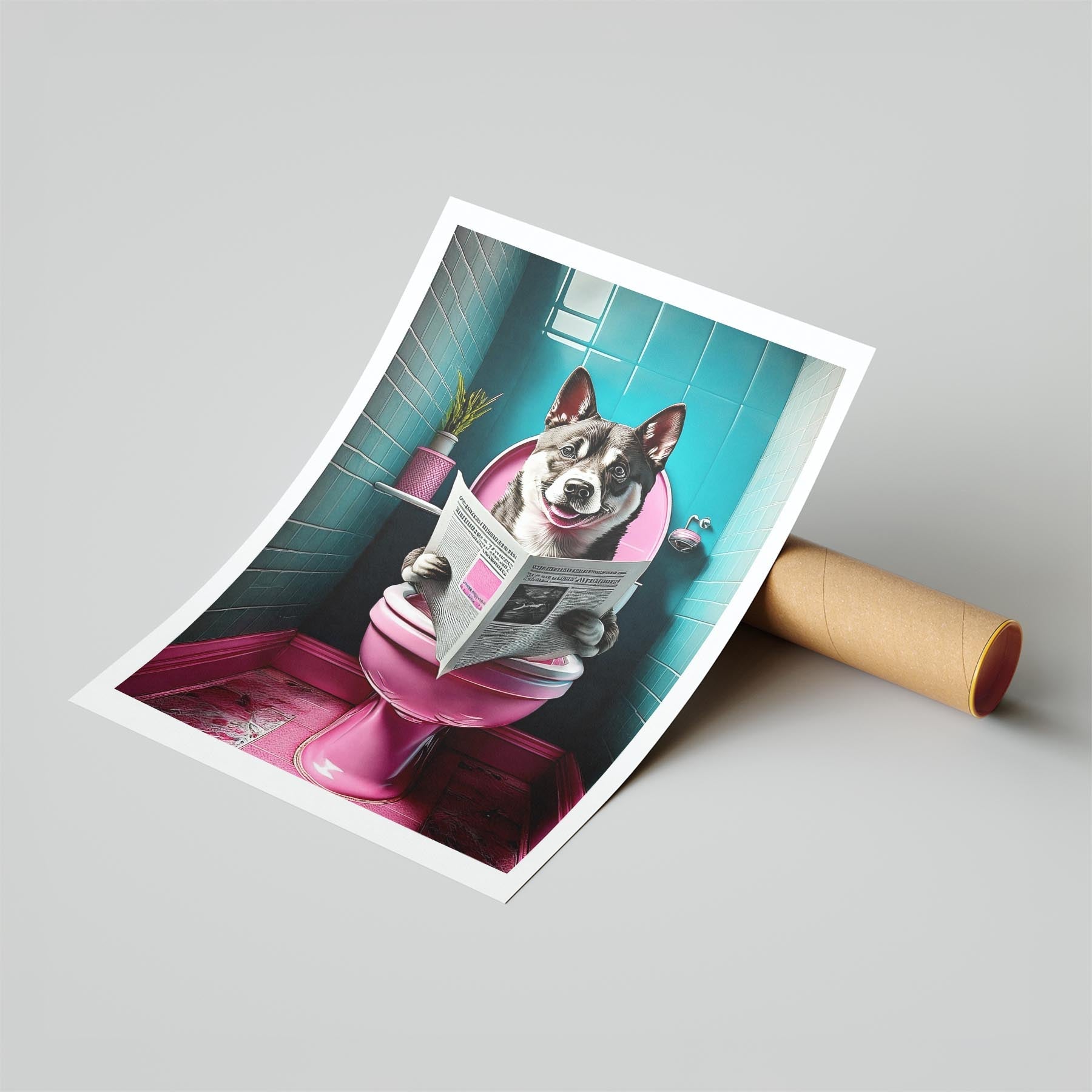 Shiba Toilet Dogs PInk and Turquise image 6