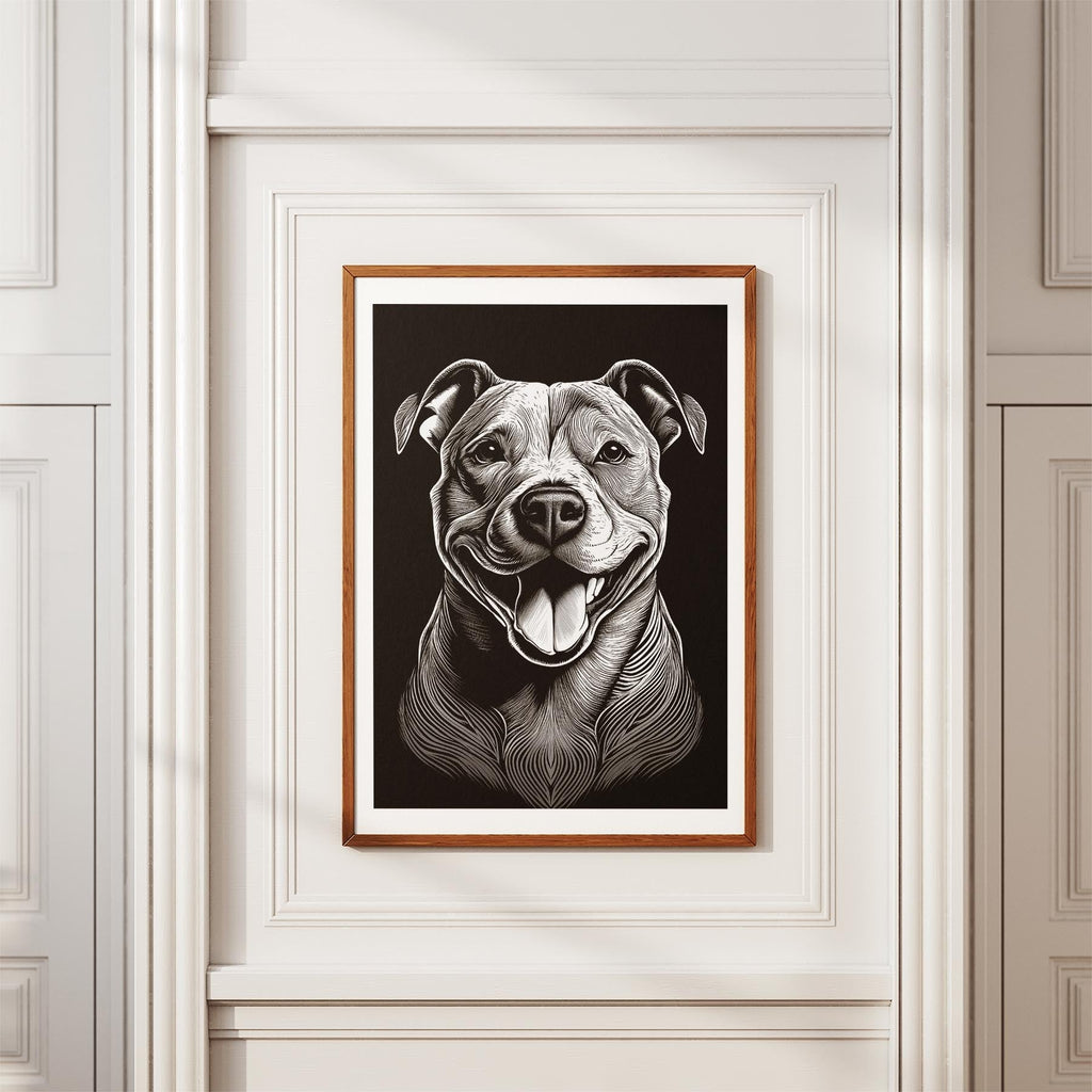 Staffordshire Bull Terrier Line Dog Series in Black and White image 3