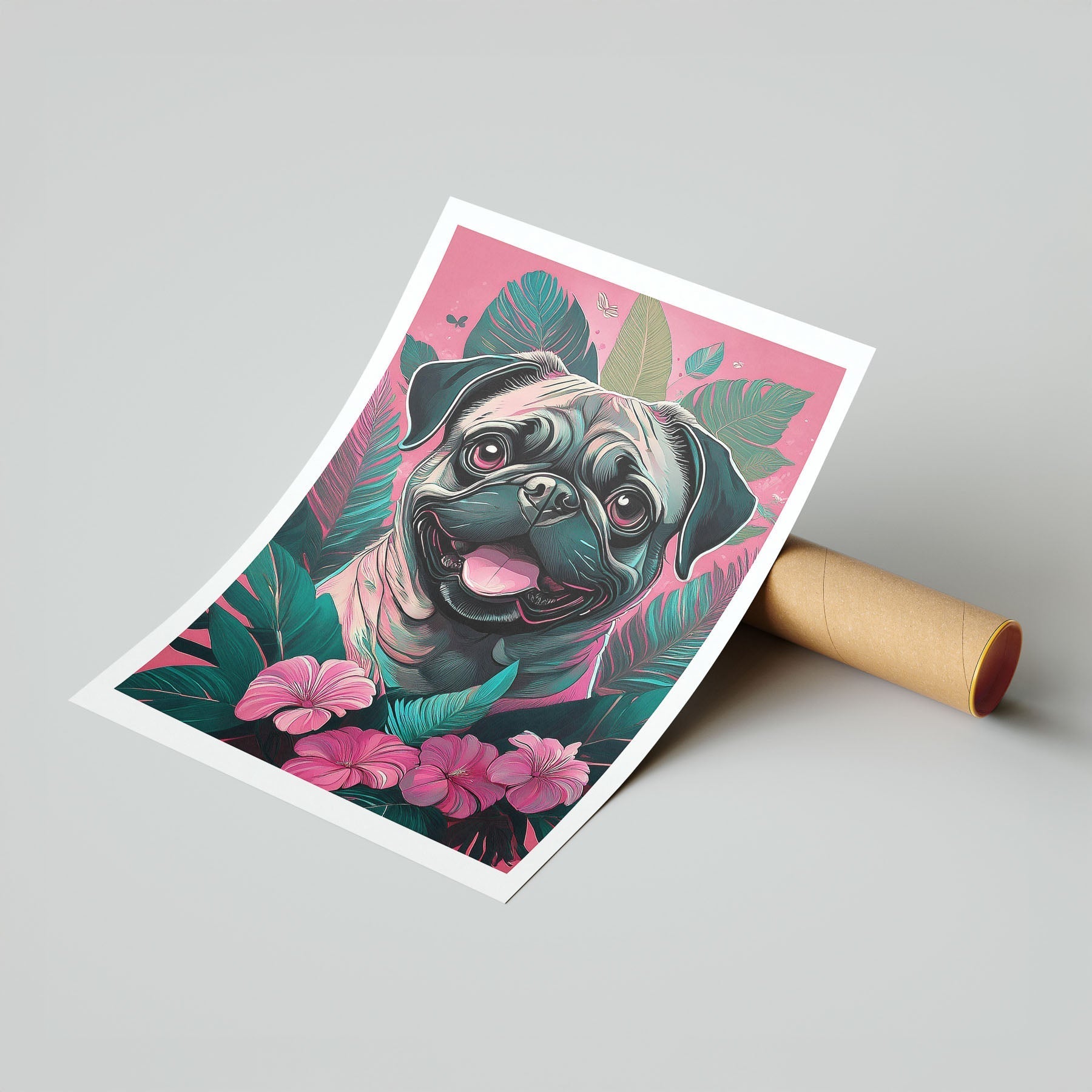 Pug Copy Flowery Dog image 7