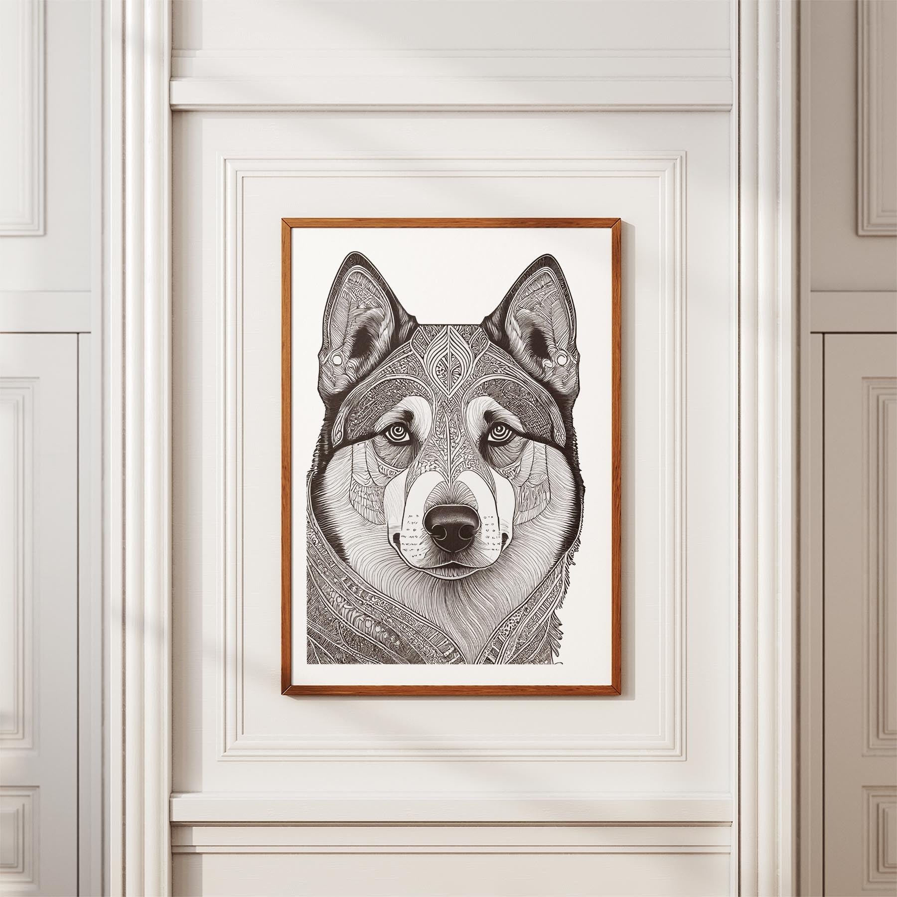 Alaskan Malamute Mandala Black and White Dog Series image 3