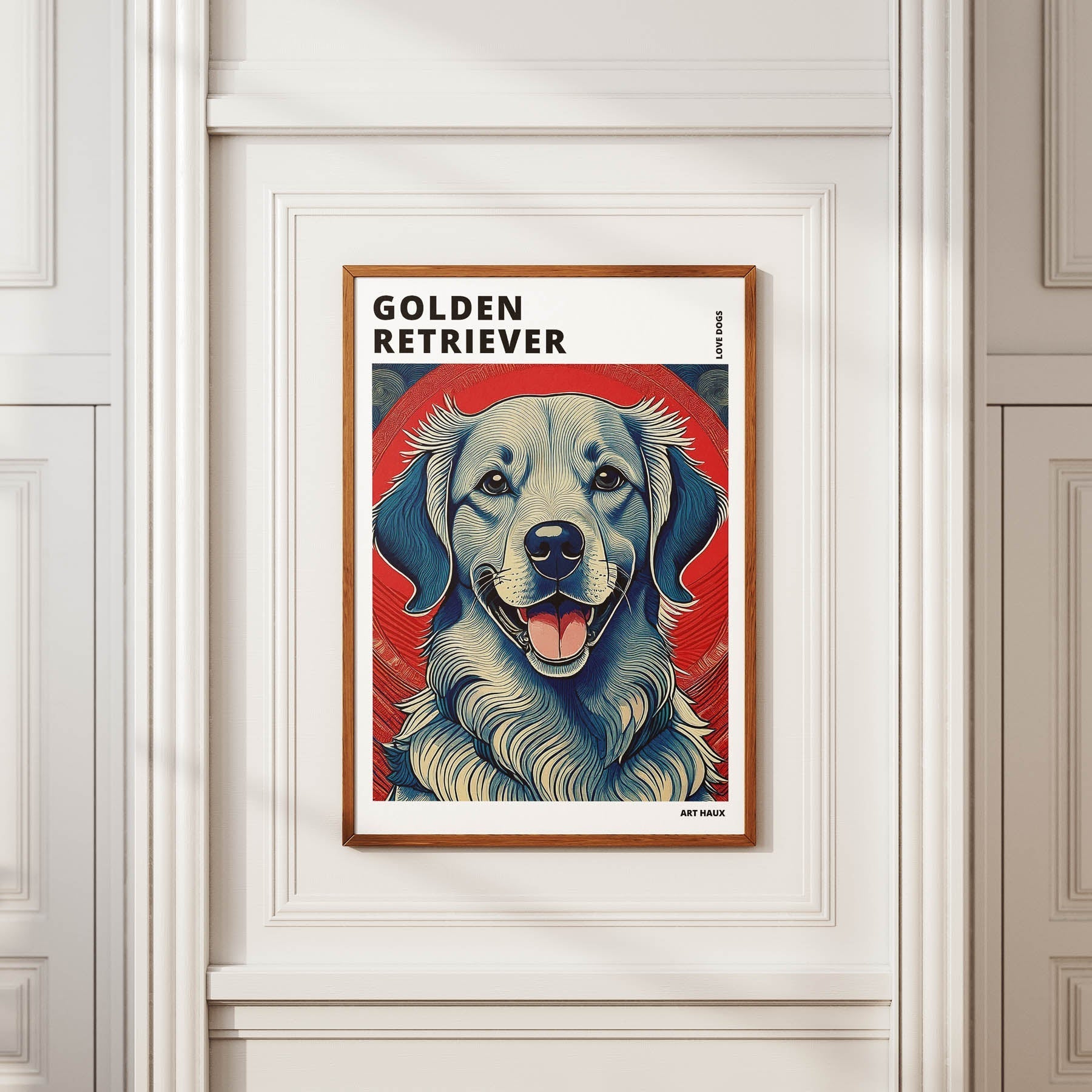 Golden Retriever Hokusai Japanese Inspired Dog Series with Text image 3