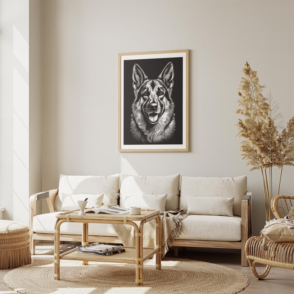 German Shepherd Line Dog Series in Black and White image 2