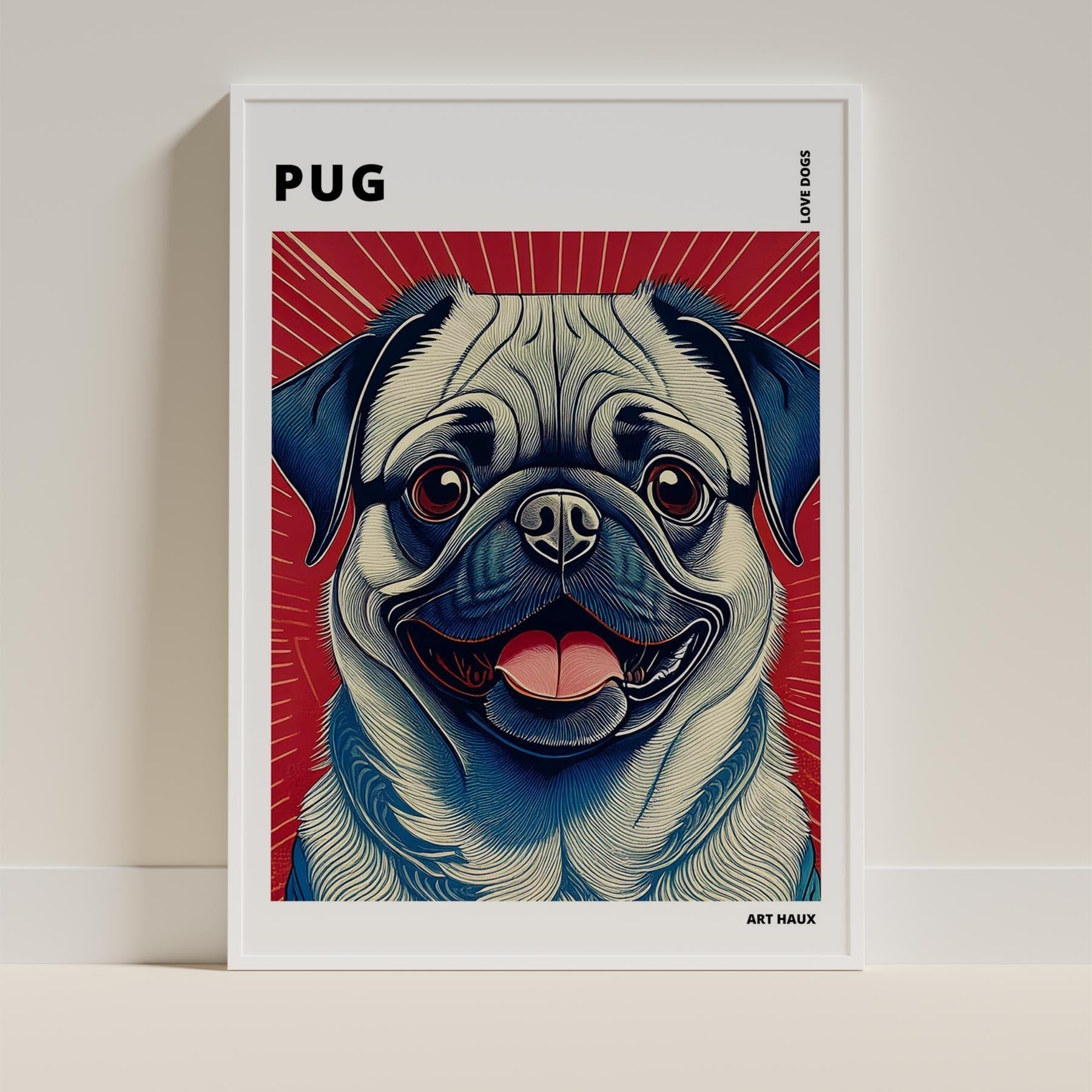 Pug Hokusai Japanese Inspired Dog Series with Text image 8