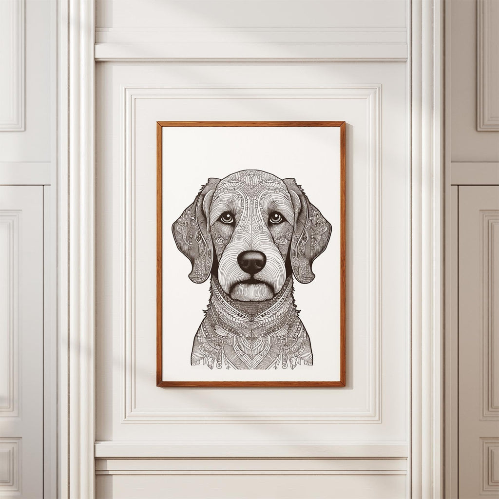 Groodle Mandala Black and White Dog Series image 3