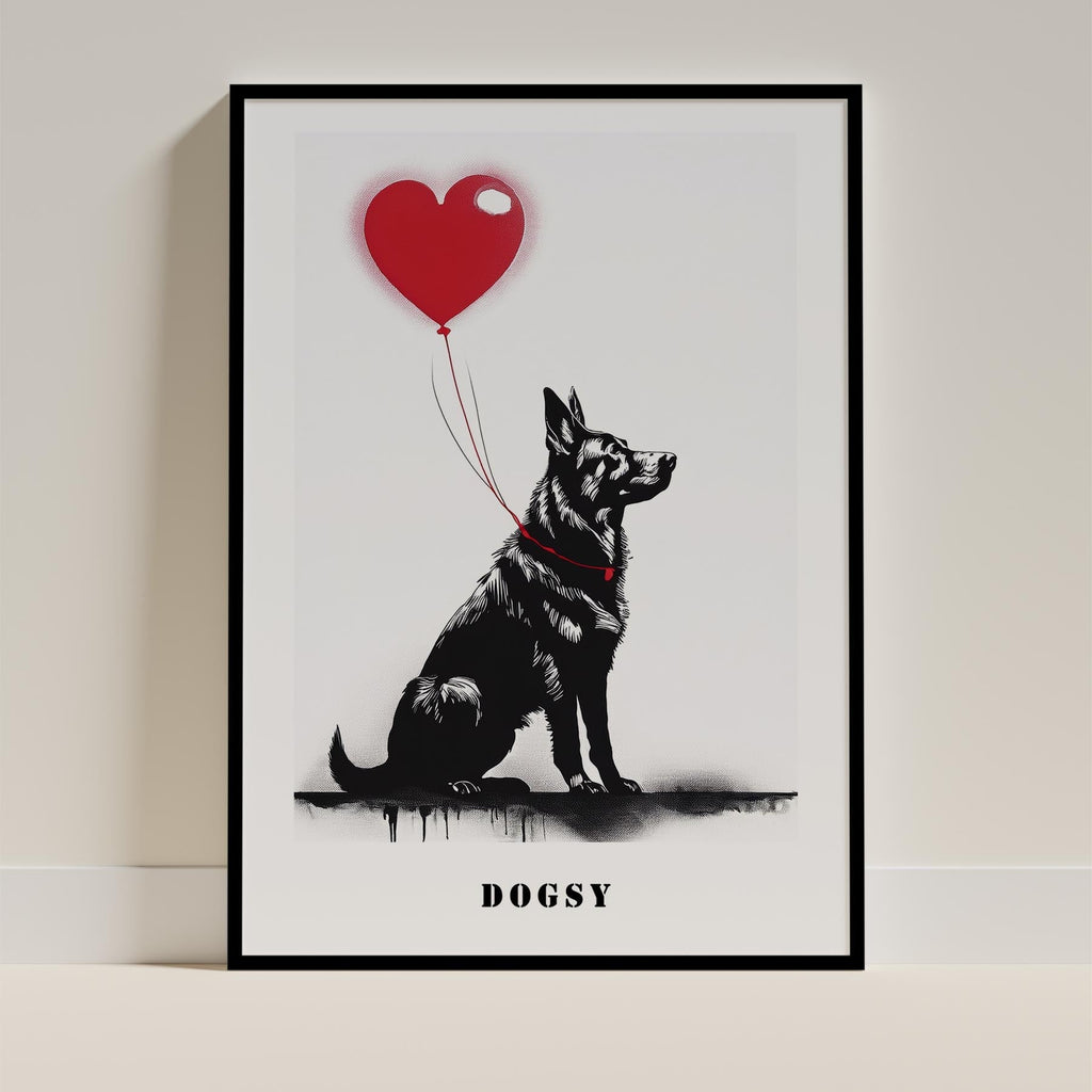 German Shepherd DOGSY Series inspired by the Art of Banksy with text Dogsy image 11