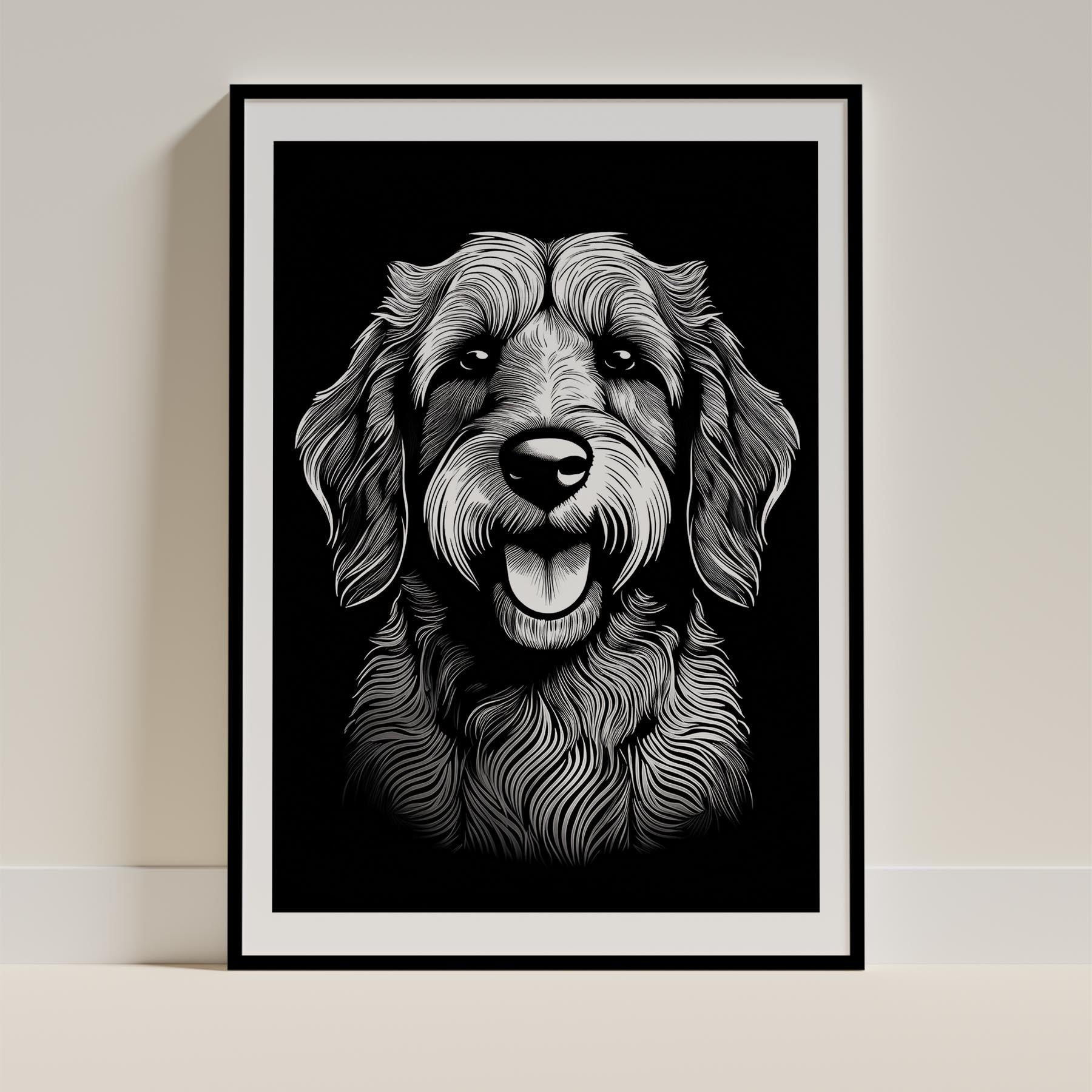 Groodle Line Dog Series in Black and White image 0