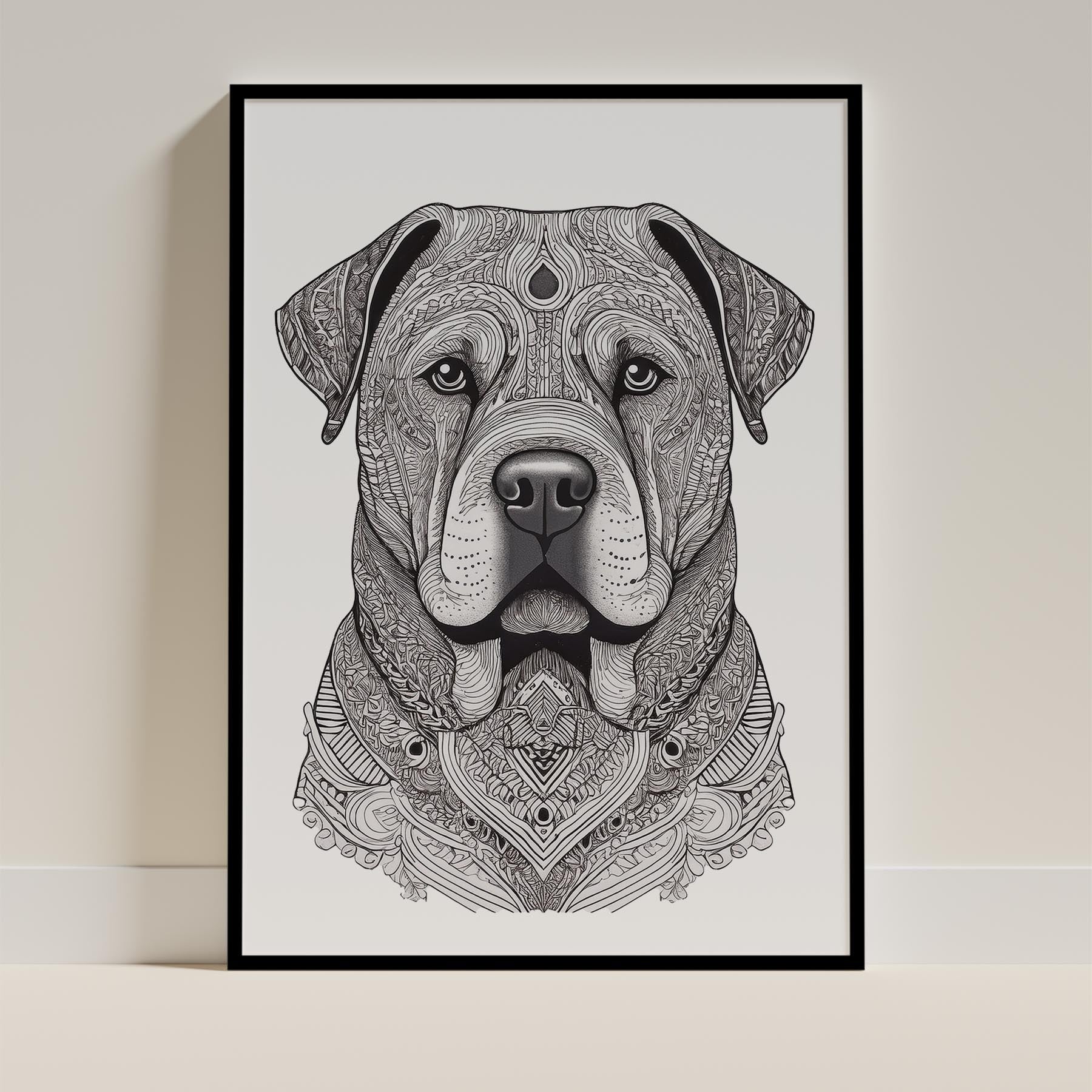 Shar Pei Mandala Black and White Dog Series image 0