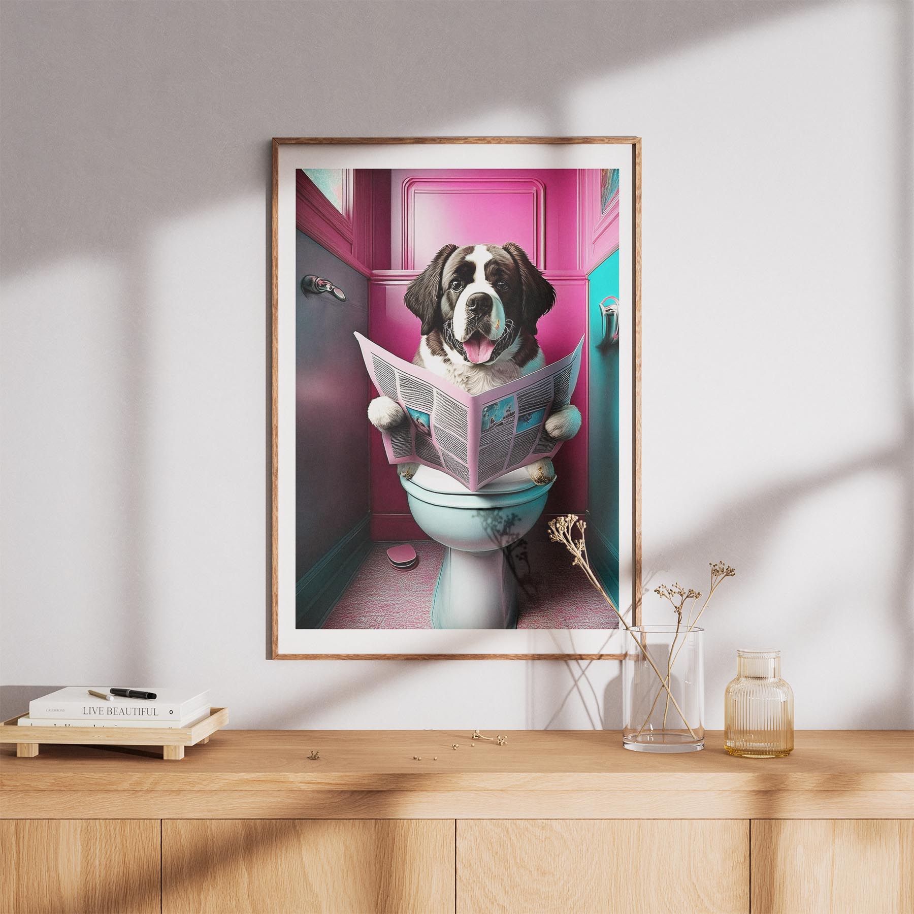 Saint Bernard Toilet Dogs PInk and Turquise image 8