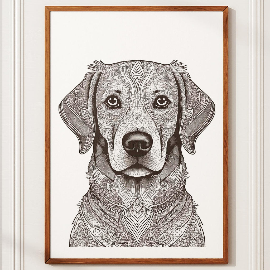 Golden Retriever Mandala Black and White Dog Series image 10