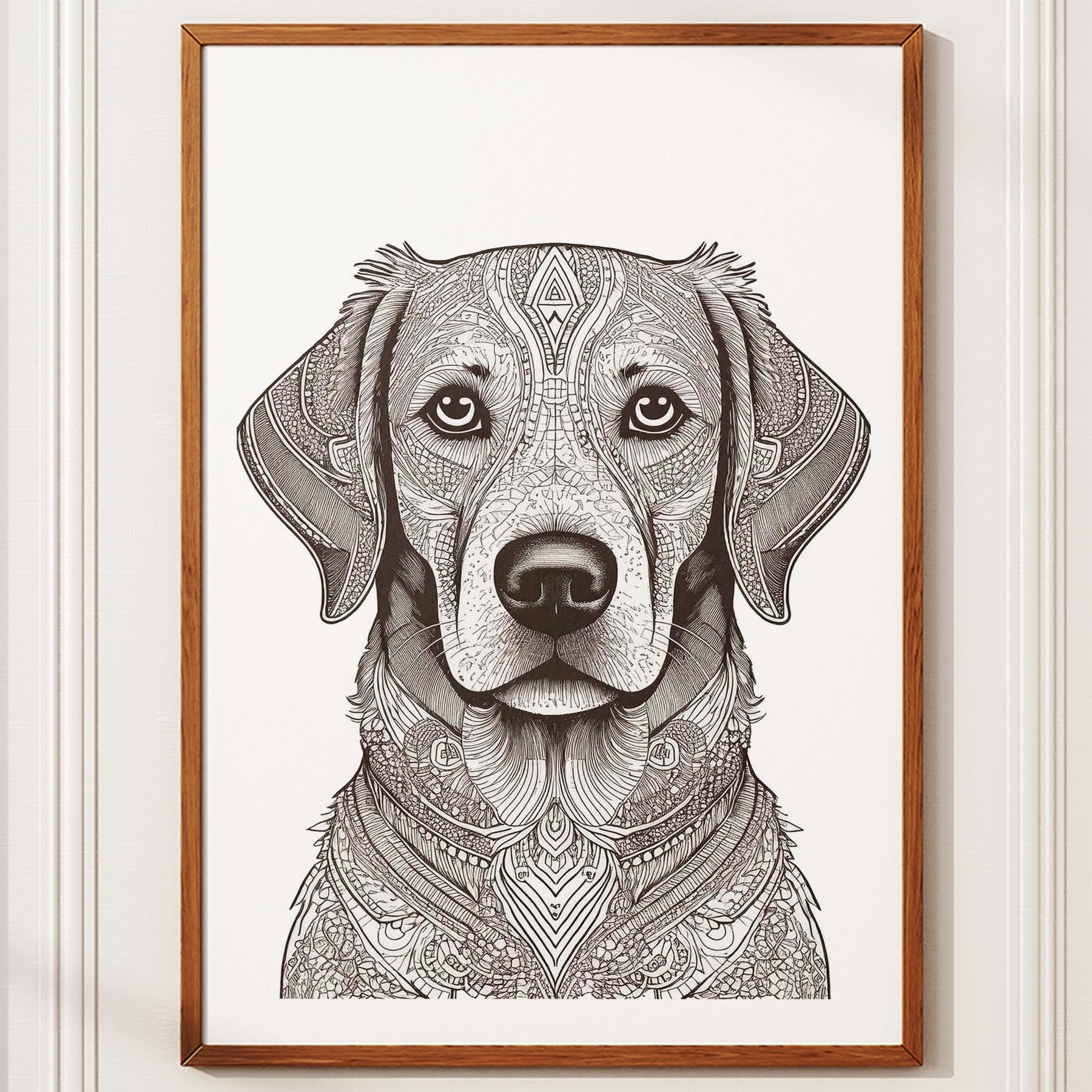 Golden Retriever Mandala Black and White Dog Series image 10