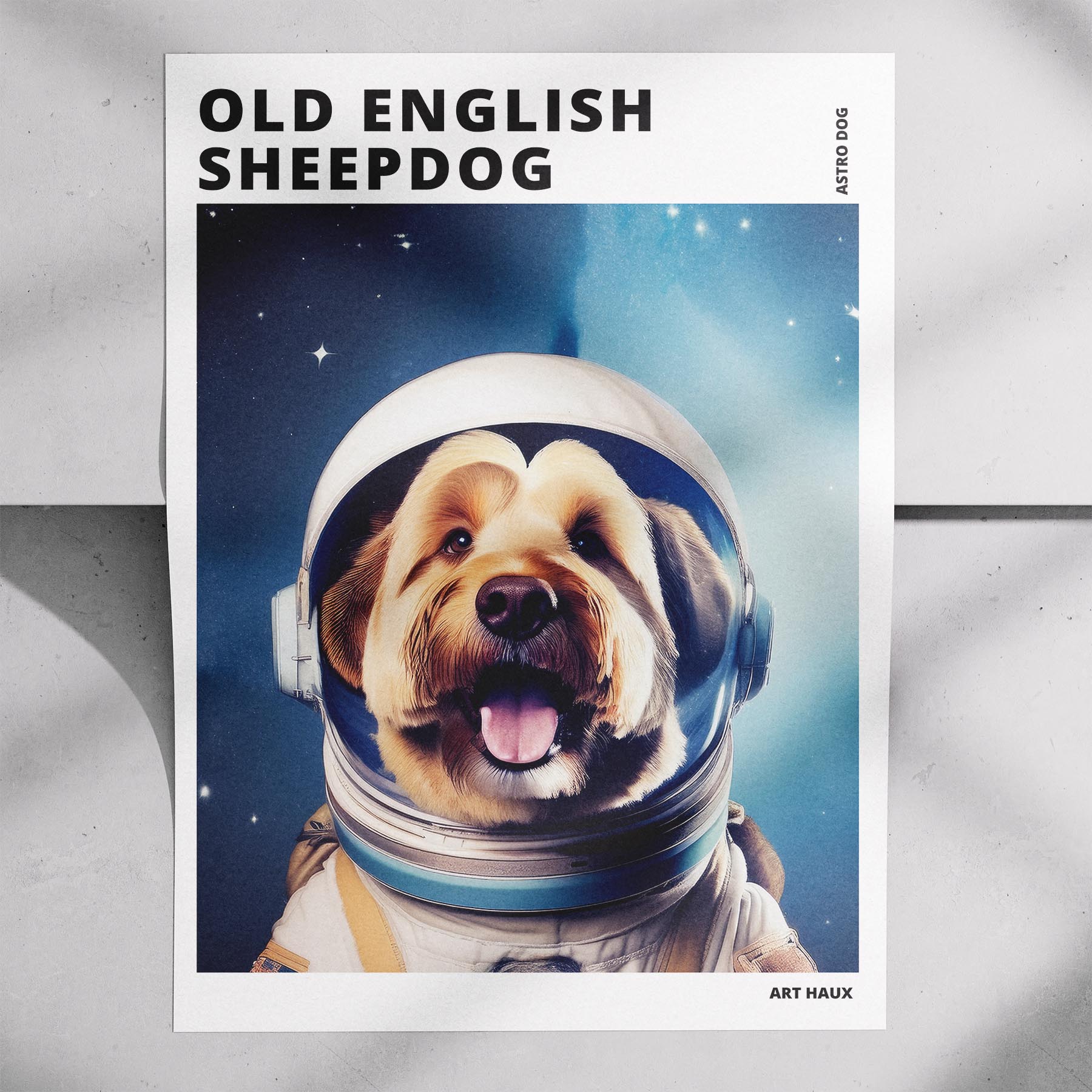 Old English Sheepdog Astronaut Dog Series with Text Astro Dog image 7