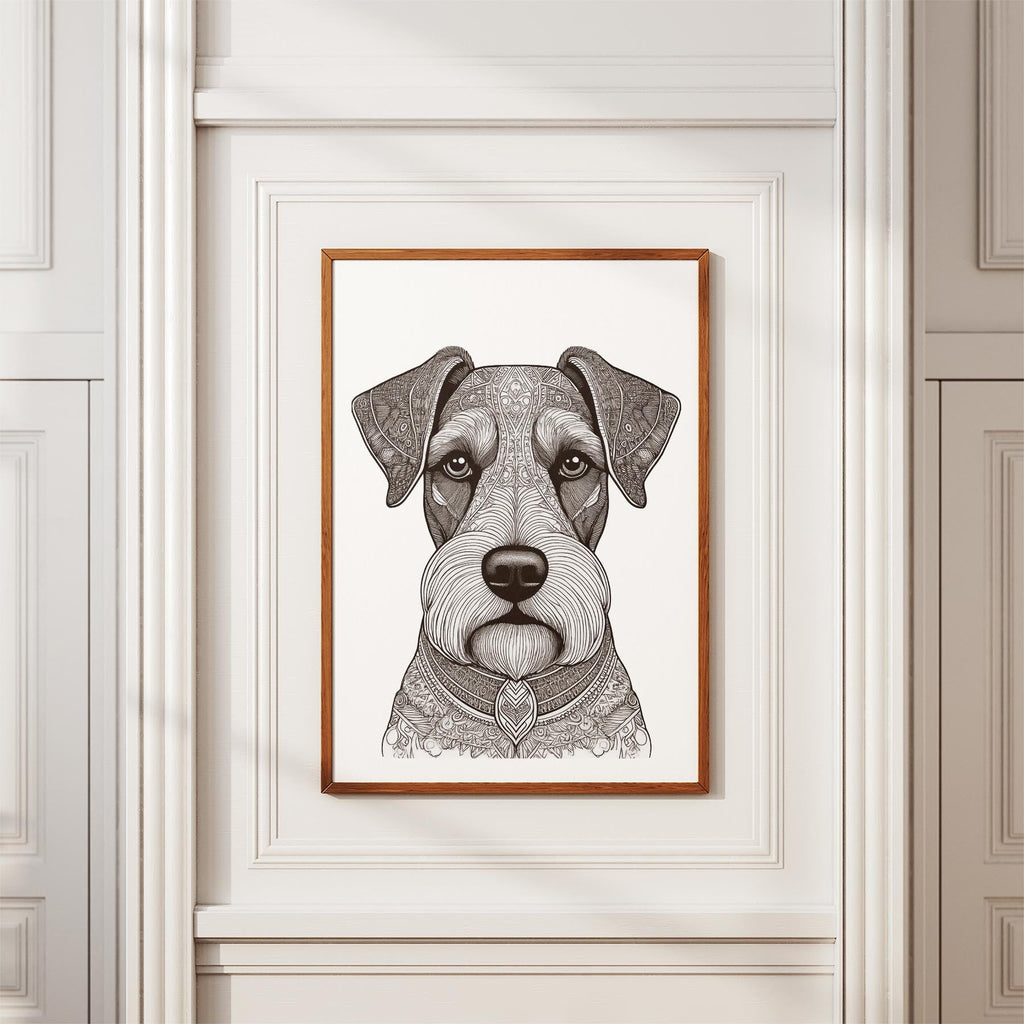 Schnauzer Mandala Black and White Dog Series image 3