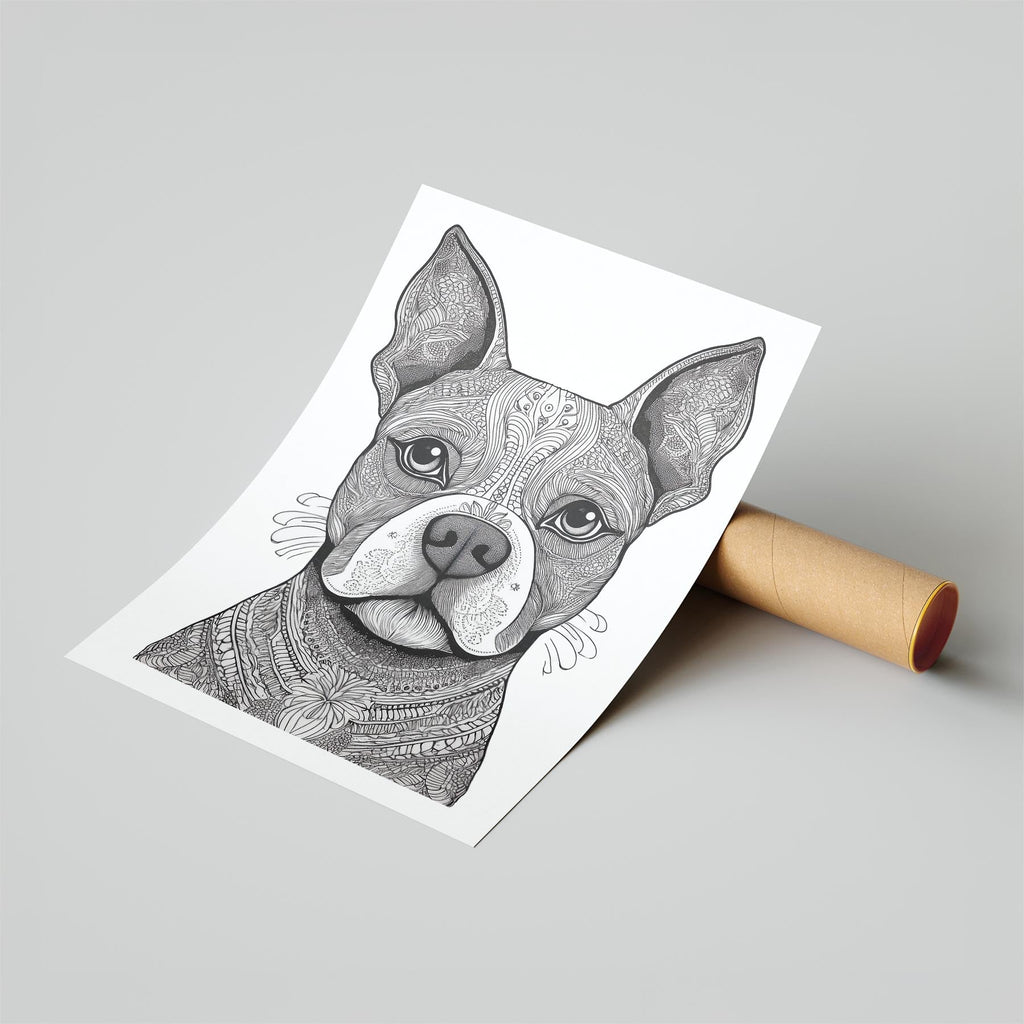 Boston Terrier Mandala Black and White Dog Series image 6