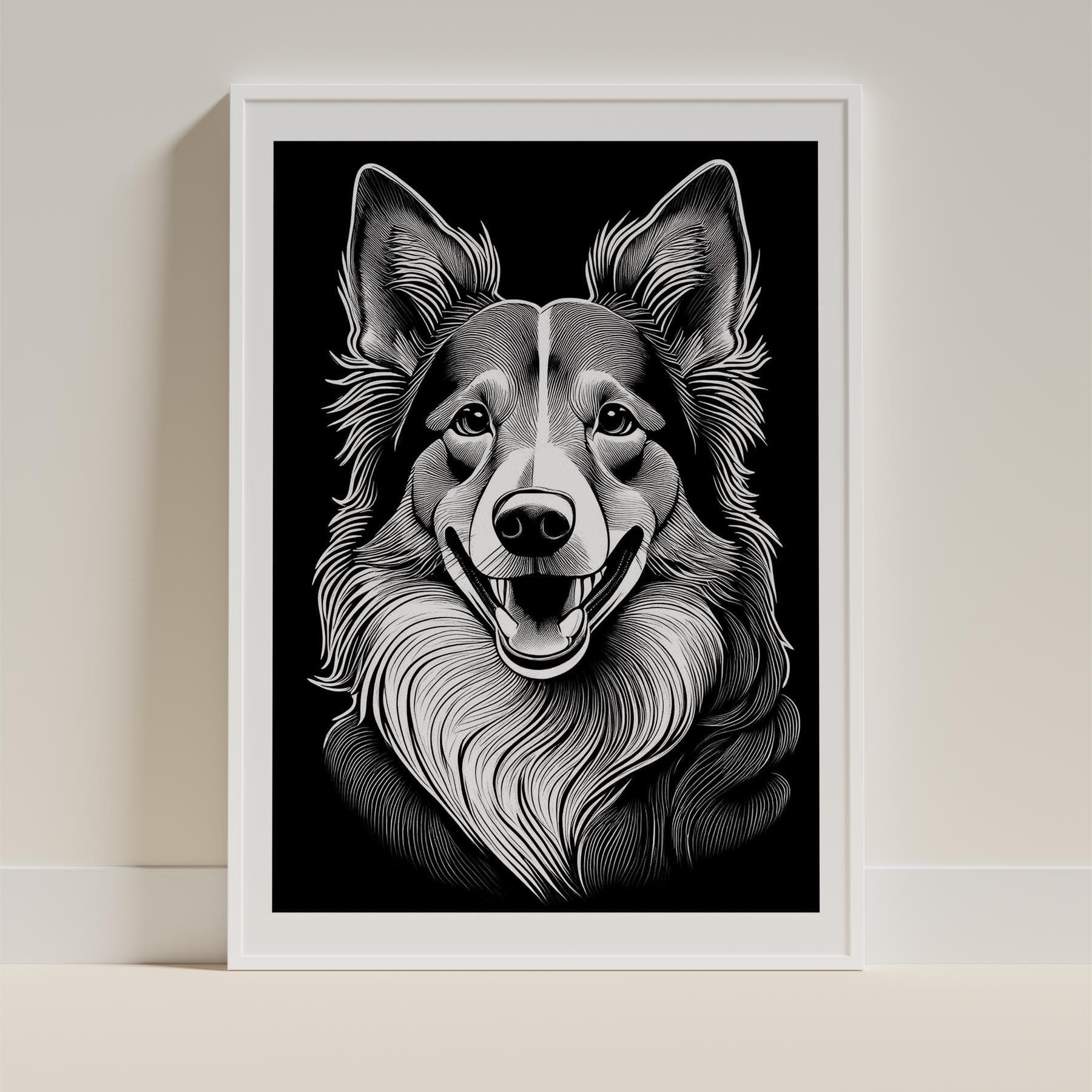 Shetland Sheepdog Line Dog Series in Black and White image 9