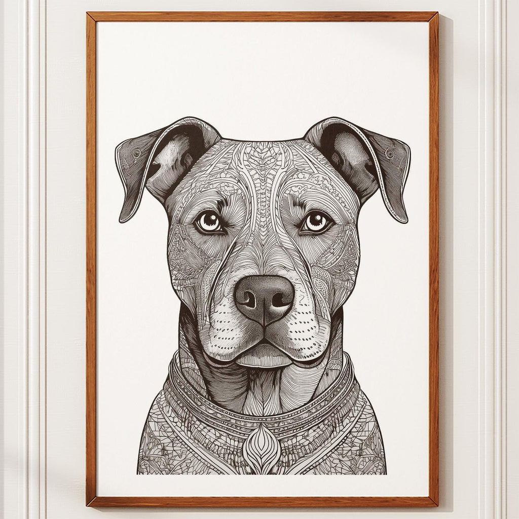 American Pitbull Terrier Mandala Black and White Dog Series image 10