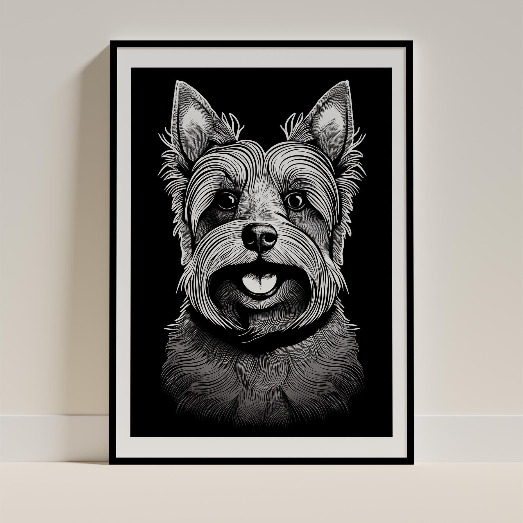 Yorkshire Terrier Line Dog Series in Black and White image 0